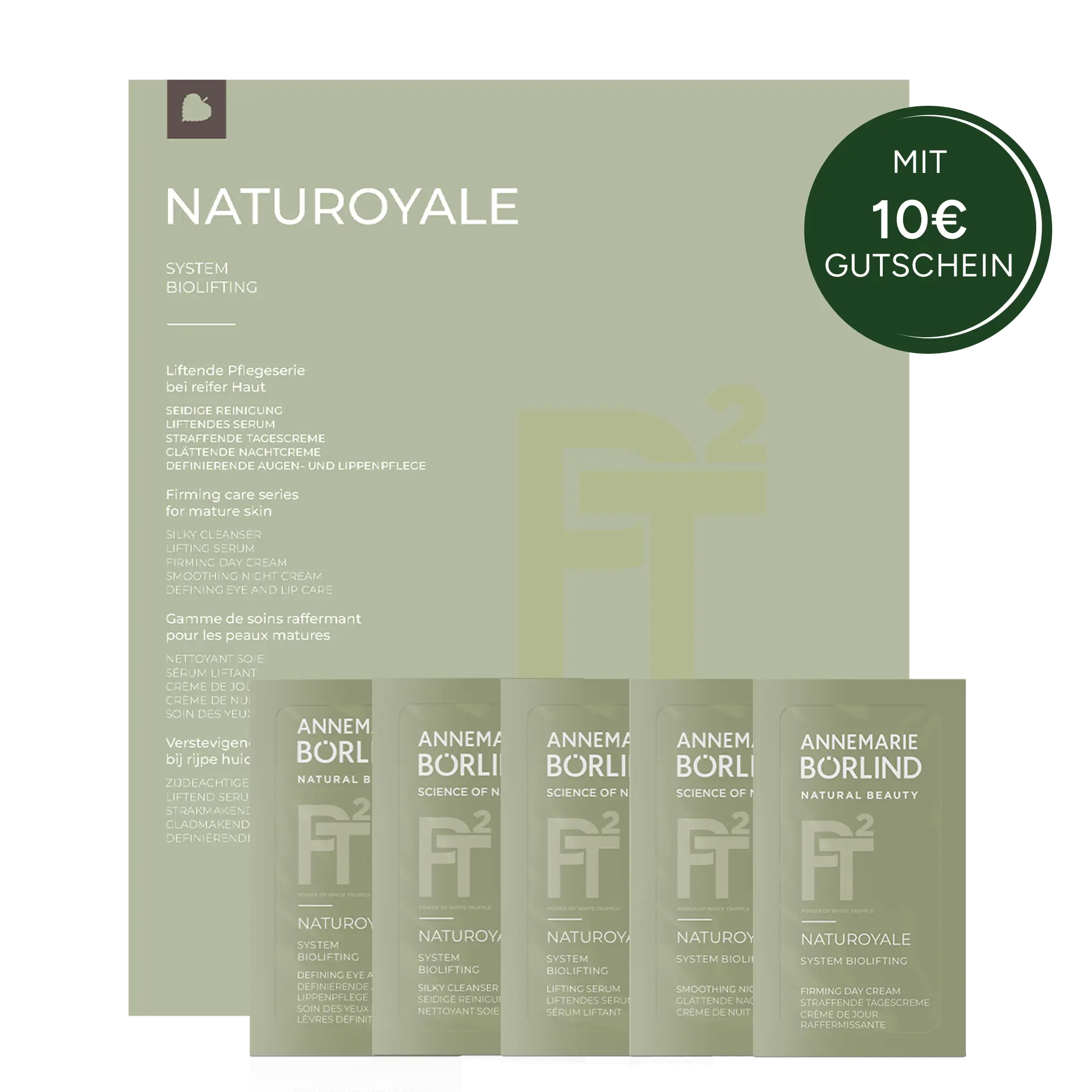 NATUROYALE Serie Sachets vor Testmusterkarte