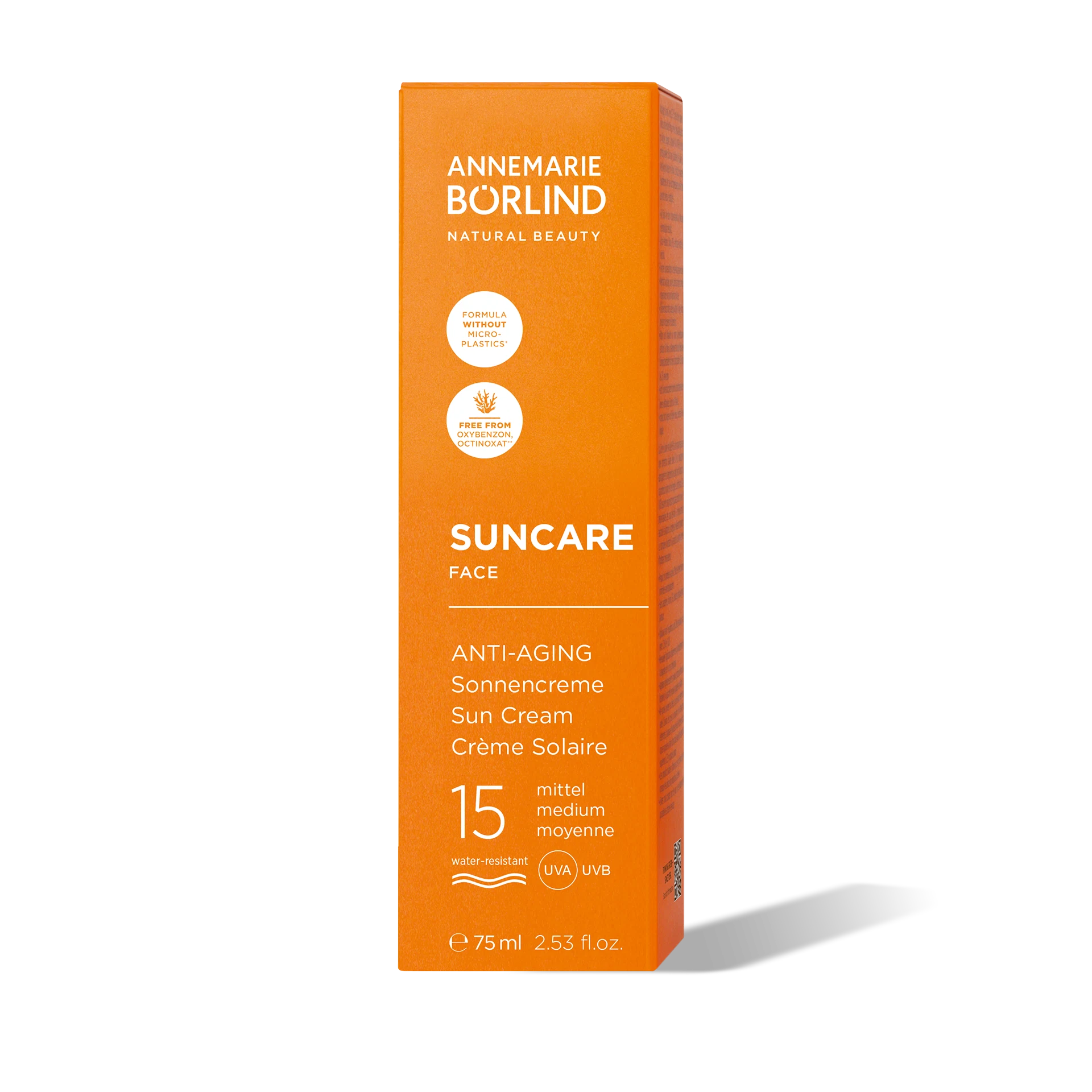 ANNEMARIE BÖRLIND SUNCARE FACE Anti Aging Sonnen-Creme LSF 15, 75 ml, wasserfest, ohne Mikroplastik