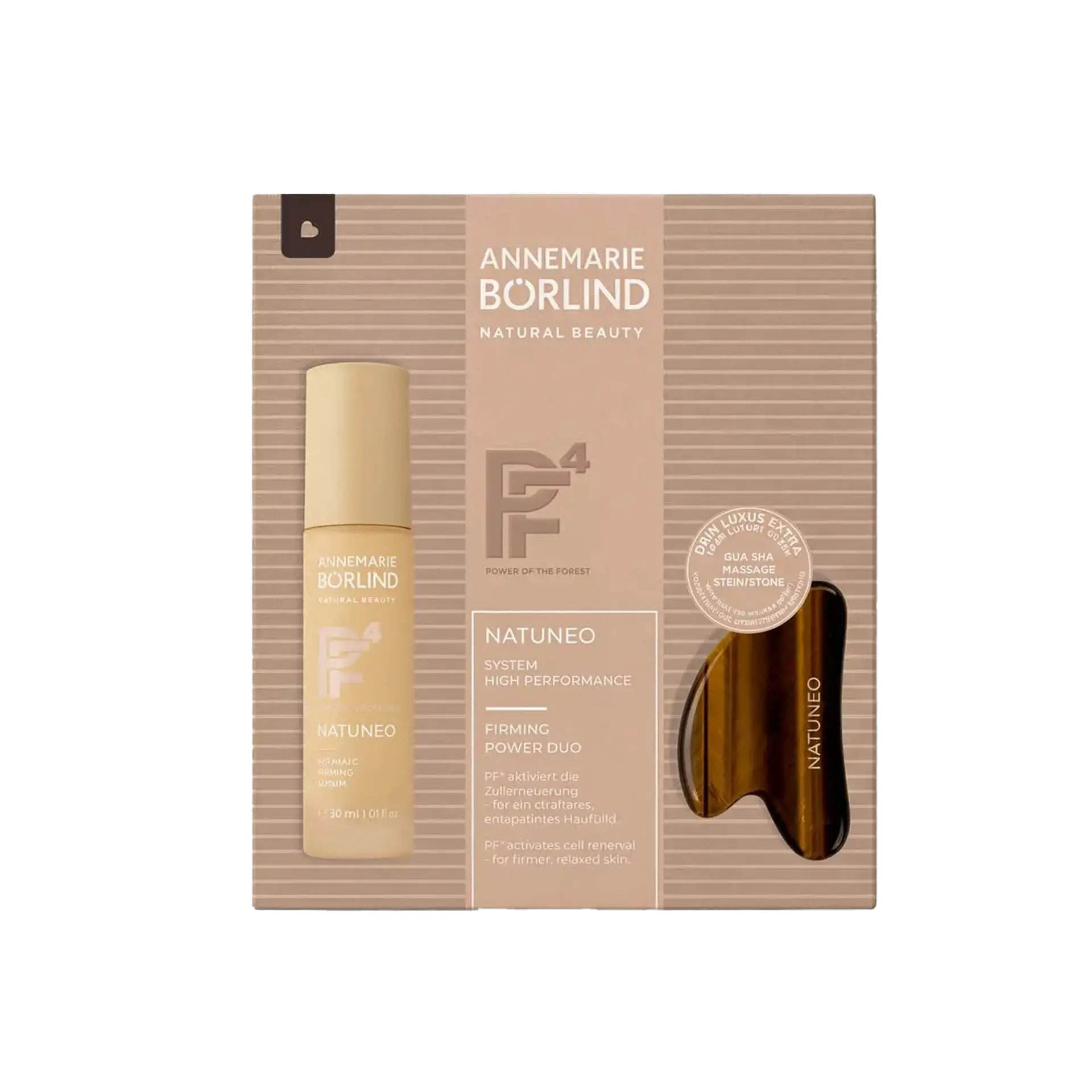 NATUNEO Firming Power Duo Faltschachtel mit Firming Serum und Gua Sha Stein