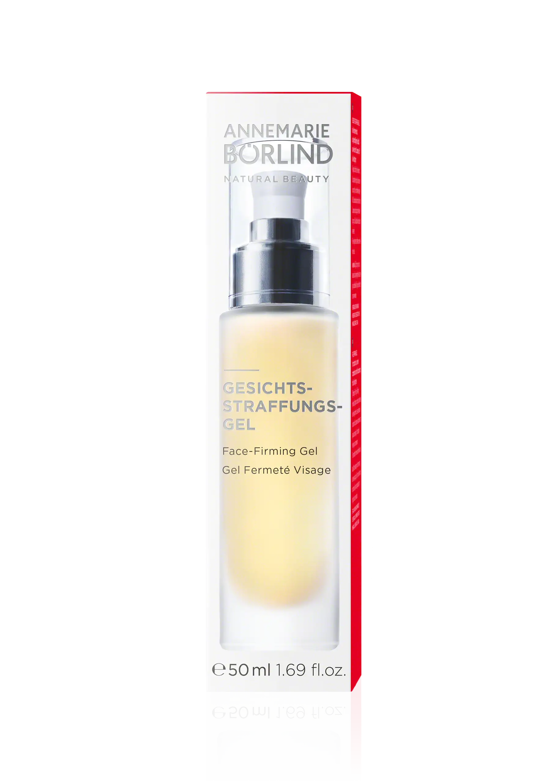 ANNEMARIE BÖRLIND Gesichtsstraffungs-Gel in transparenter Flasche mit silbernem Pumpspender, 50 ml