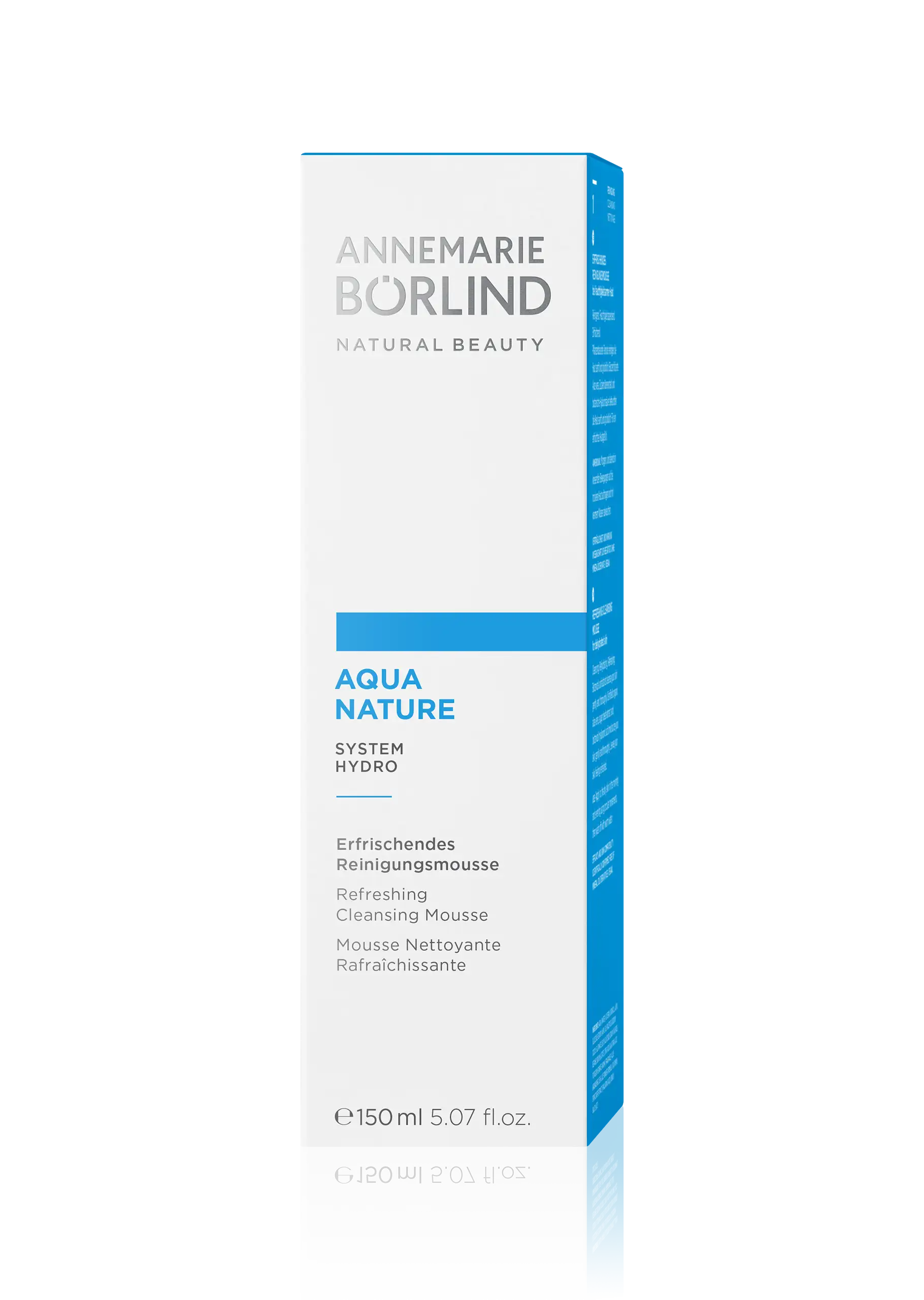 ANNEMARIE BÖRLIND AQUA NATURE erfrischendes Reinigungsschaum-Mousse 150 ml in weiß-blauer Faltschachtel