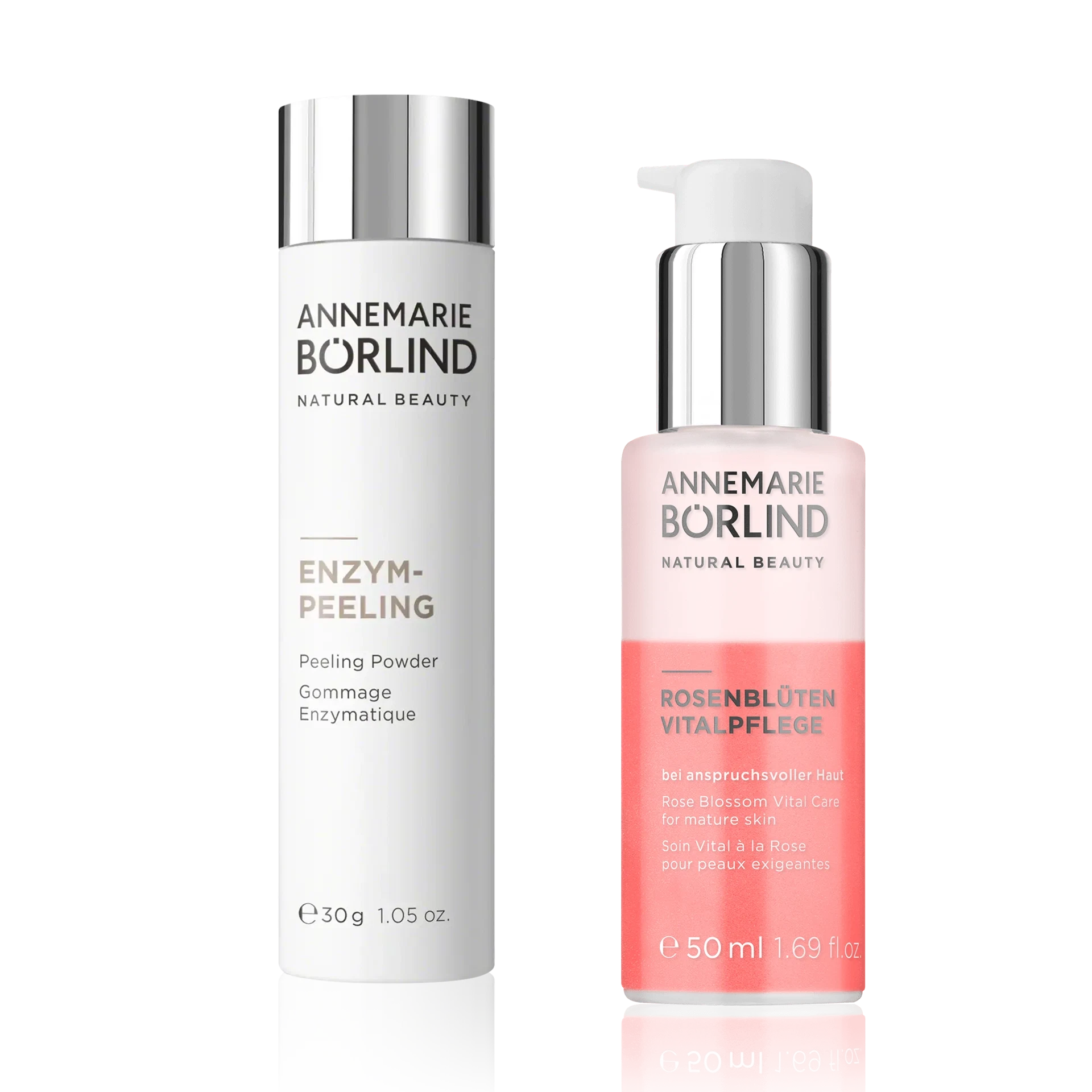 ANNEMARIE BÖRLIND Enzym-Peeling Pulver 30g und Rosenblüten Vitalpflege 50ml für reife Haut