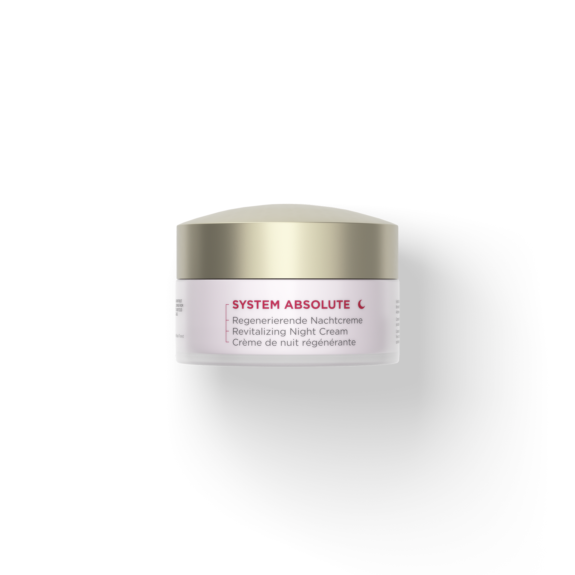 SYSTEM ABSOLUTE Regenerierende Nachtcreme Tiegel mit roter Schrift