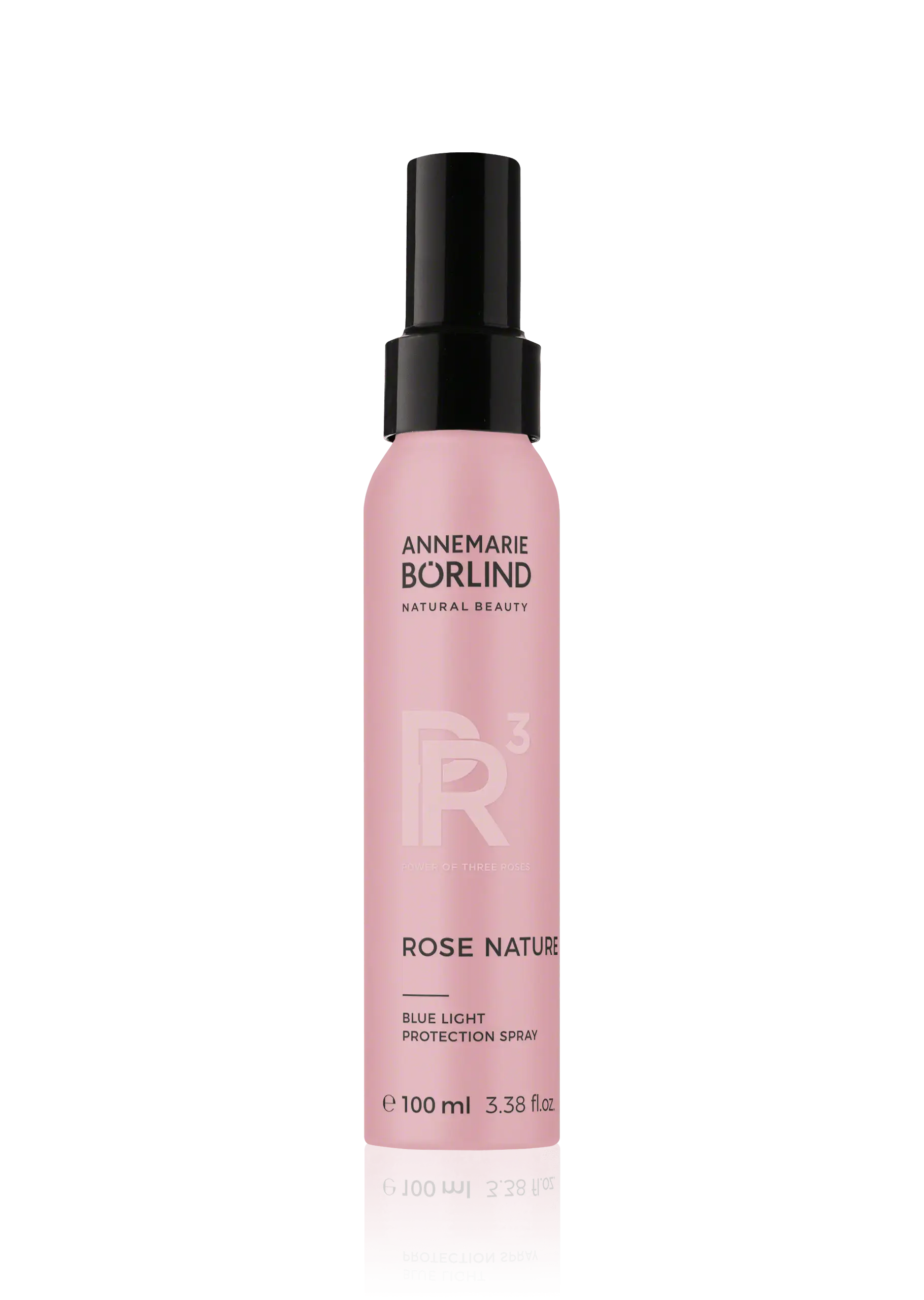 ANNEMARIE BÖRLIND ROSE NATURE Blue Light Protection Spray, 100 ml, rosa Flasche mit schwarzem Sprühkopf