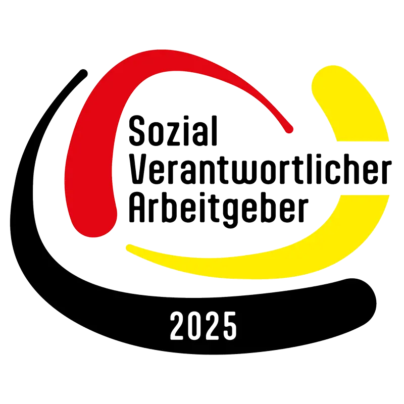 Siegel „Sozial Verantwortlicher Arbeitgeber 2025“ in Schwarz-Rot-Gelb
