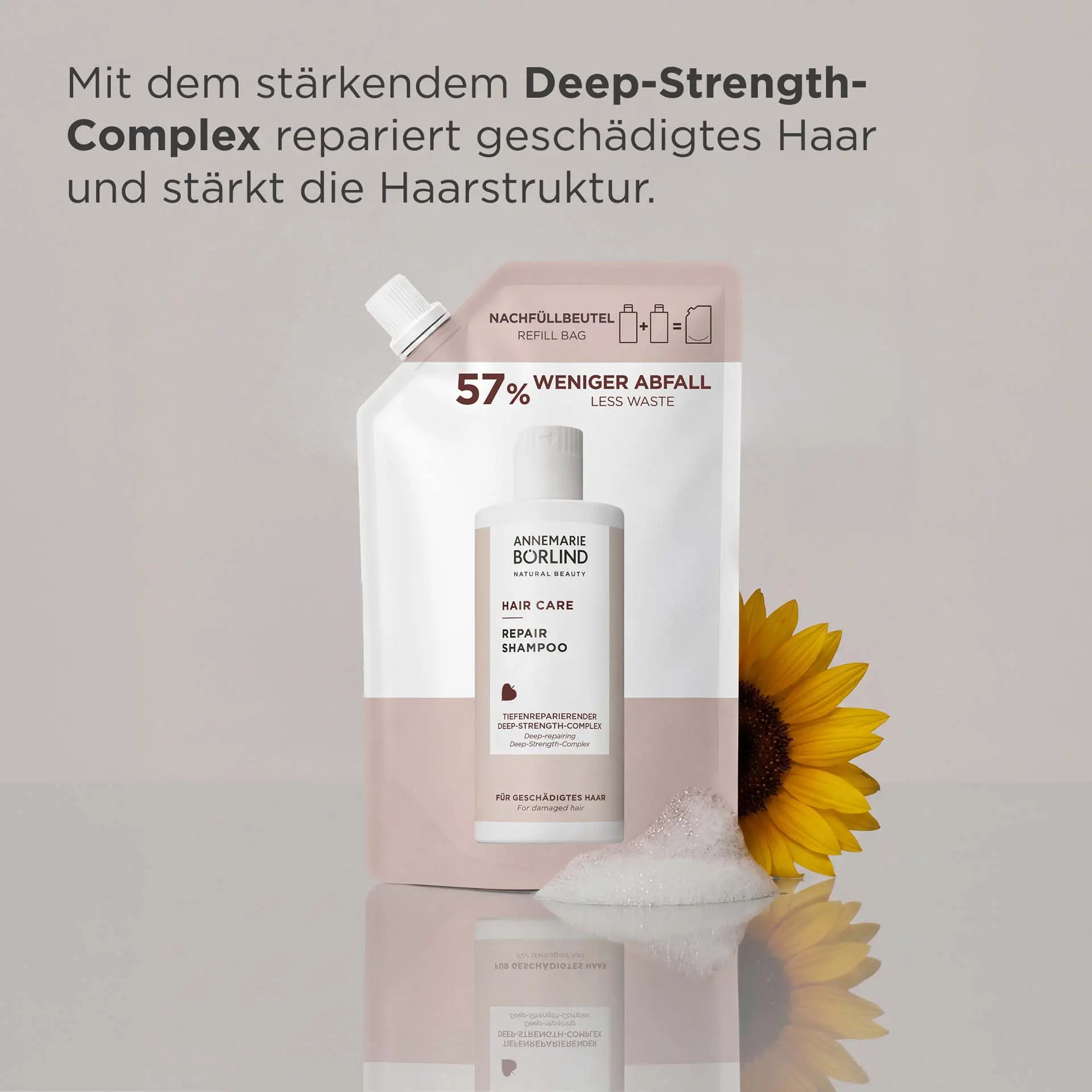 ANNEMARIE BÖRLIND Hair Care Repair Shampoo mit tiefenreparierendem Complex für geschädigtes Haar mit USP