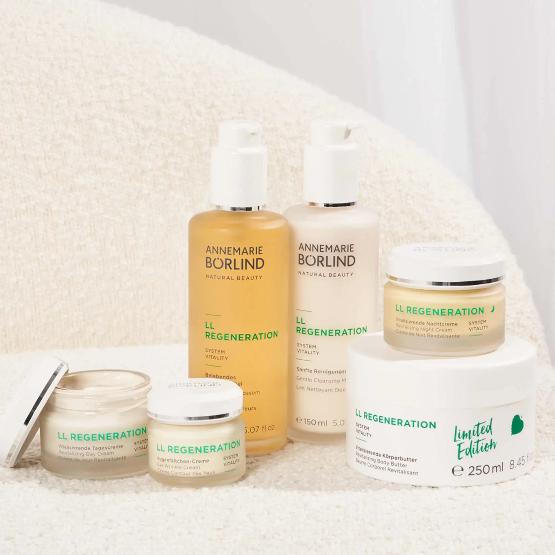 ANNEMARIE BÖRLIND LL REGENERATION mit Tagescreme, Augencreme, Reinigungsmilch, Nachtcreme und Körperbutter Limited Edition