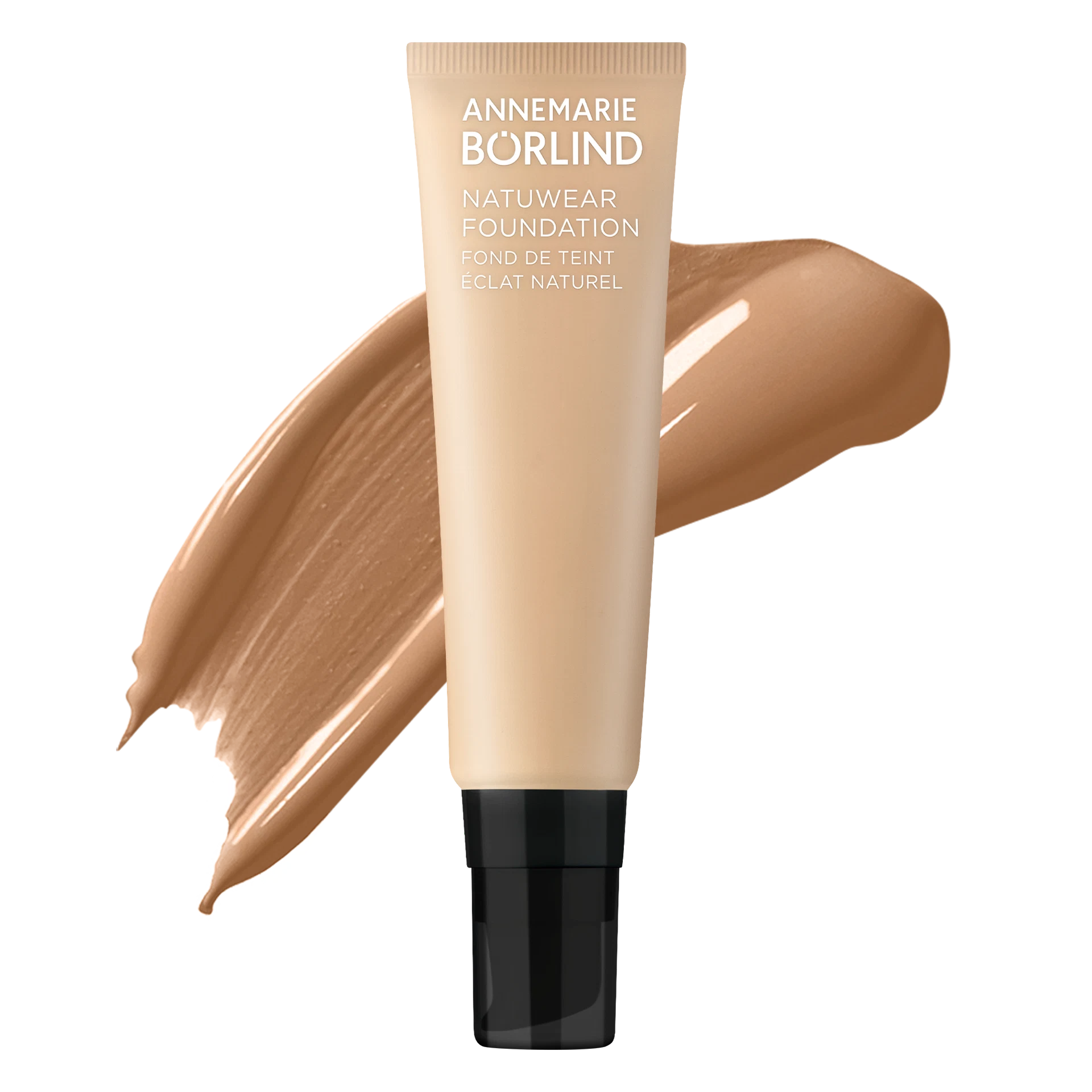 ANNEMARIE BÖRLIND NATUWEAR Foundation in Mocha mit cremiger Textur als Swatch auf hellem Hintergrund