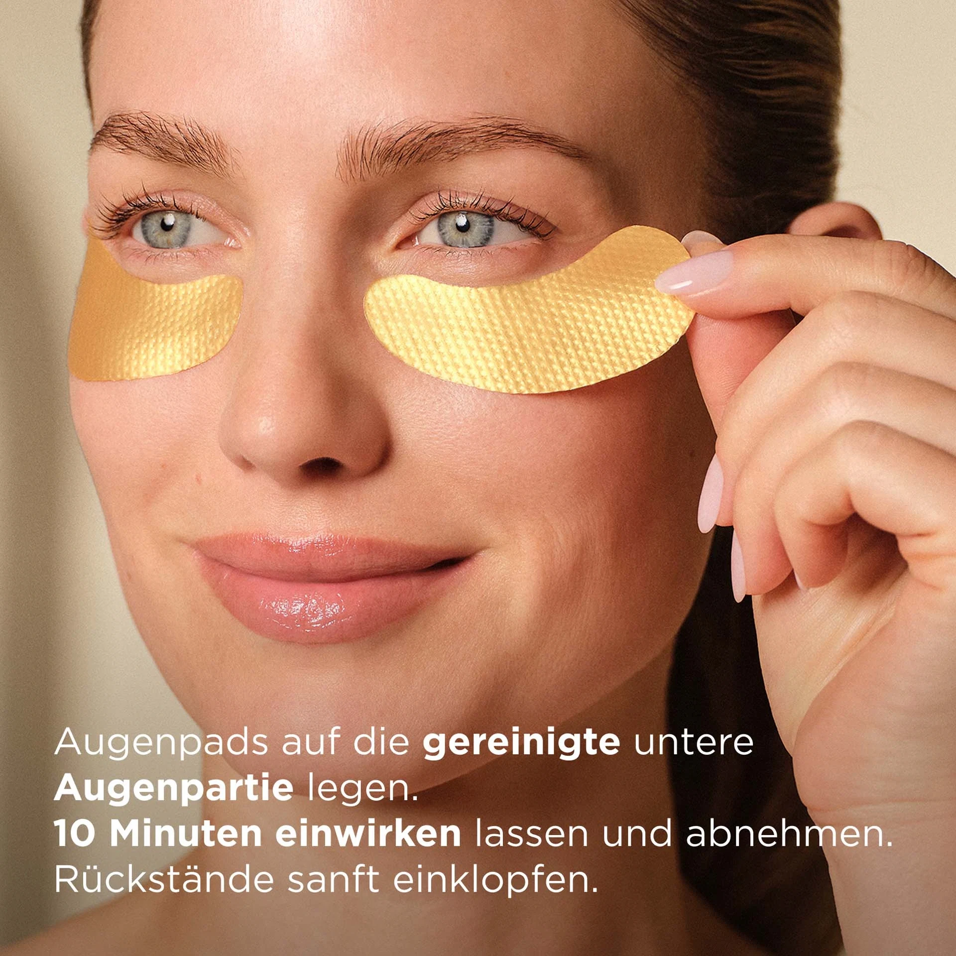 ANTI-AGING AUGENPADS GOLD Anwendung mit Beschreibung
