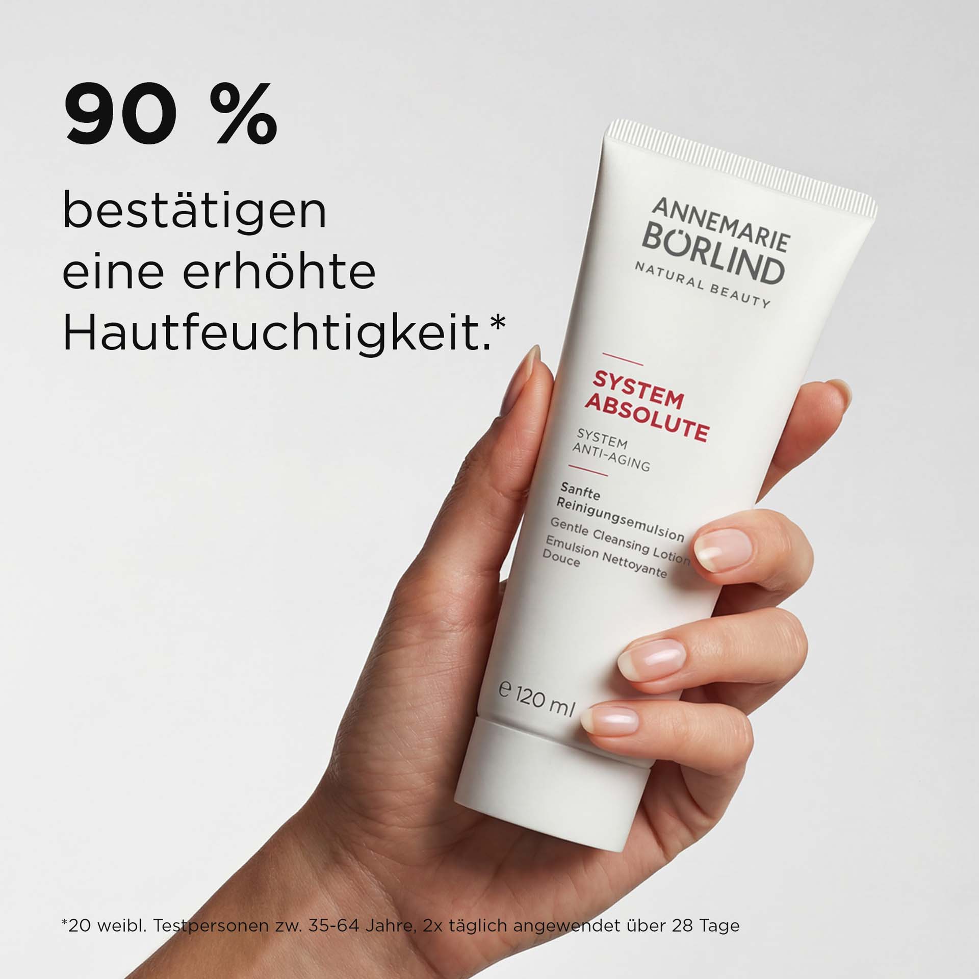 ANNEMARIE BÖRLIND SYSTEM ABSOLUTE sanfte Reinigungsemulsion 120 ml Tube, Anti-Aging Pflege in Hand mit Wirksamkeit