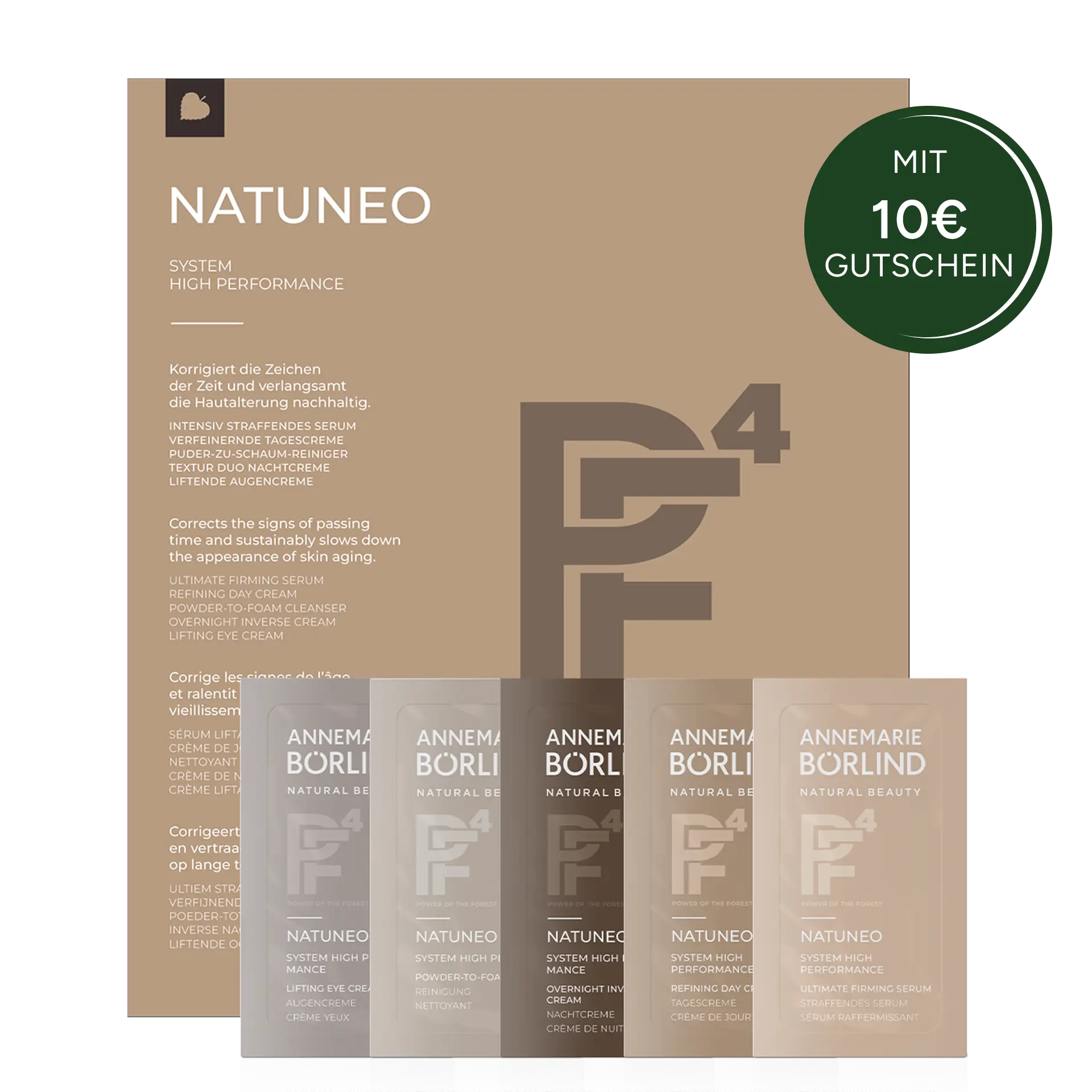 NATUNEO Serie Sachets vor Testmusterkarte