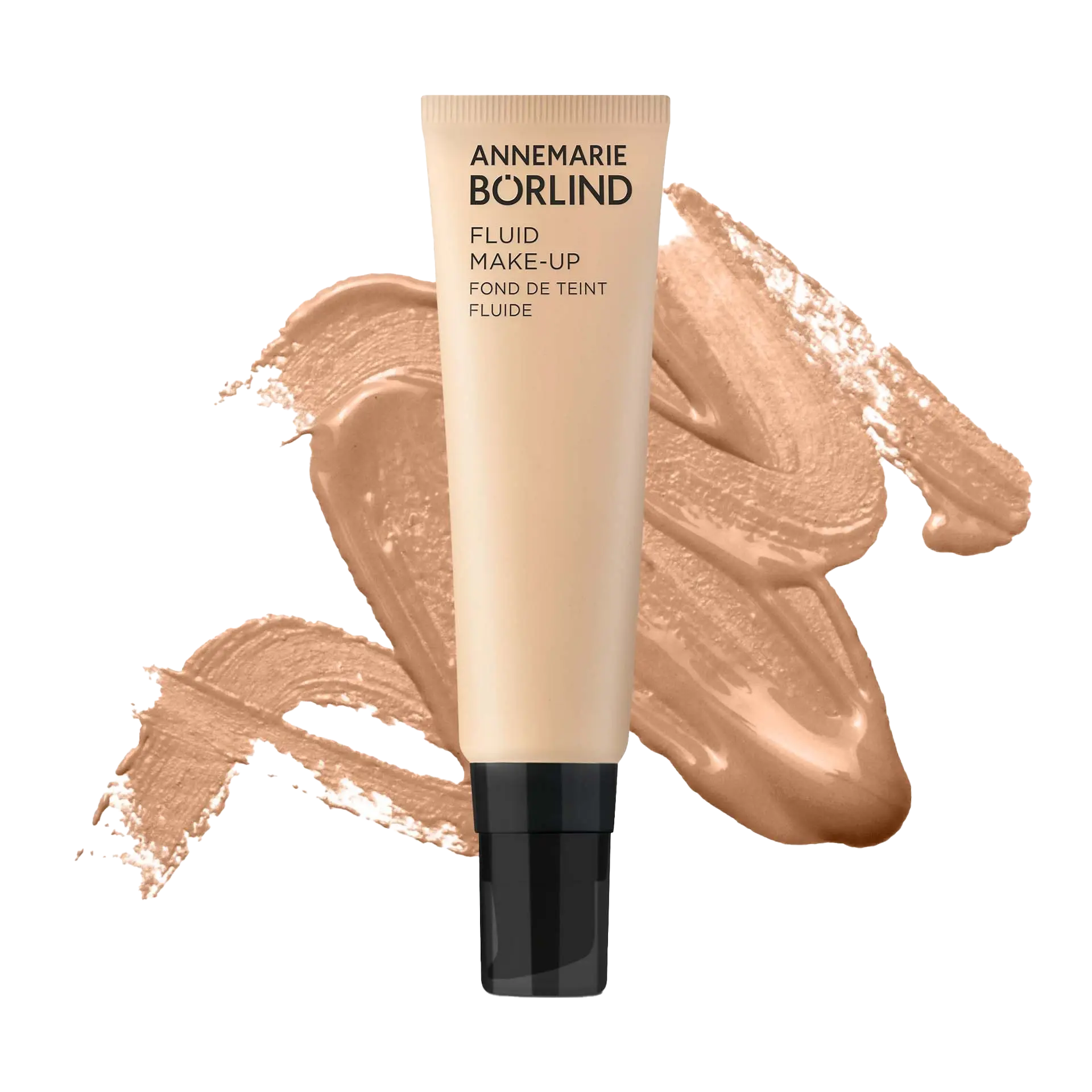 ANNEMARIE BÖRLIND Fluid Make-up in Beige mit cremiger Textur auf weißem Hintergrund