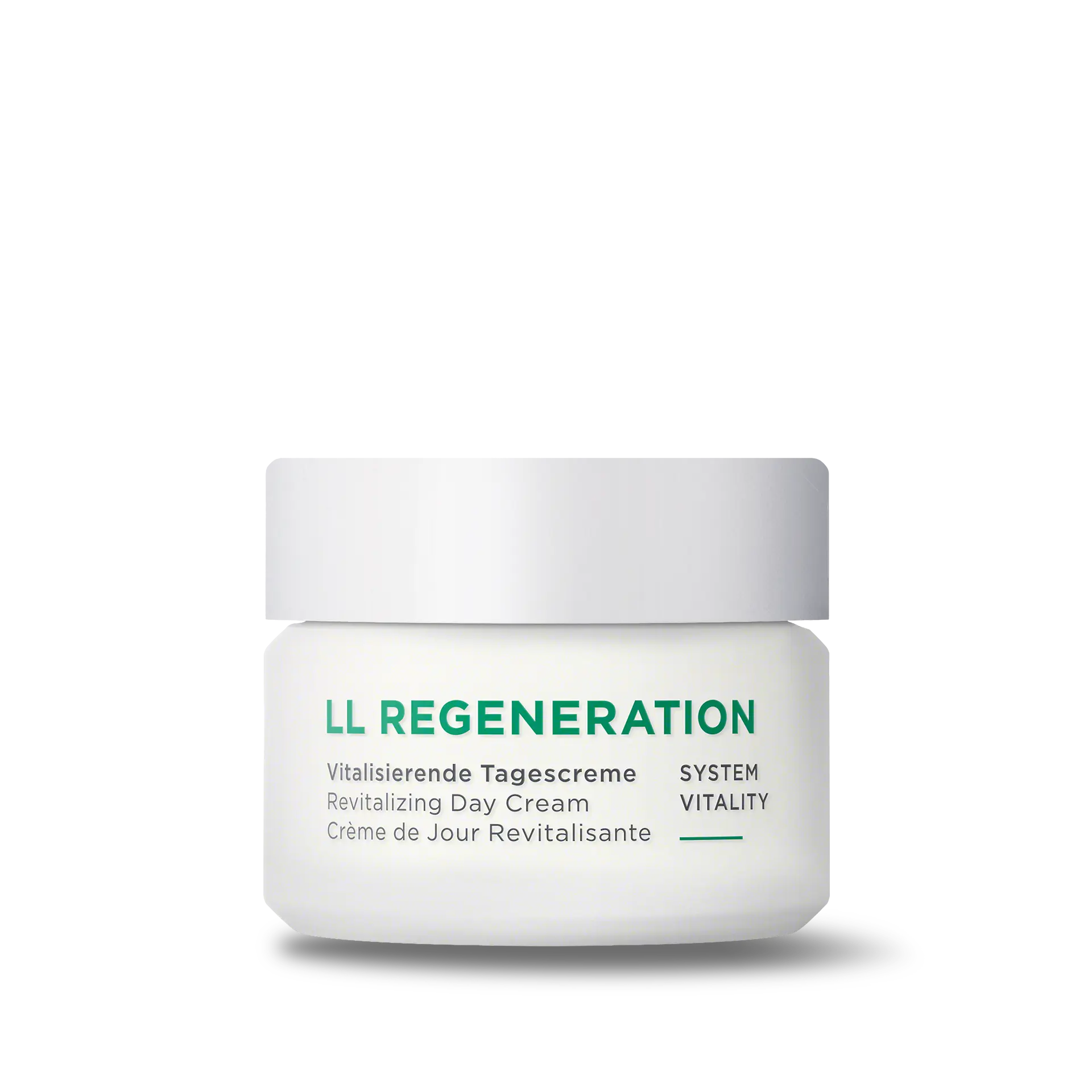 LL REGENERATION vitalisierende Tagescreme im weißen Tiegel mit silbernem Deckel, 50 ml Inhalt