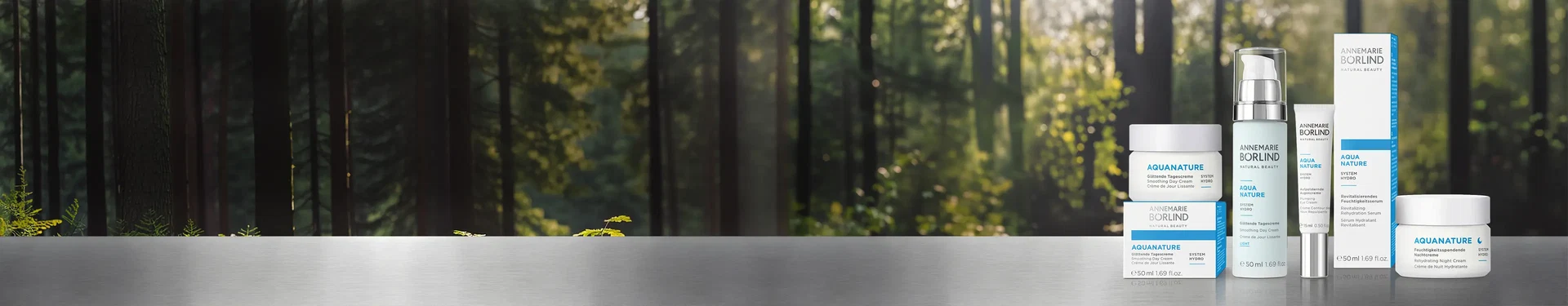 AQUANATURE Produkte vor Waldhintergrund