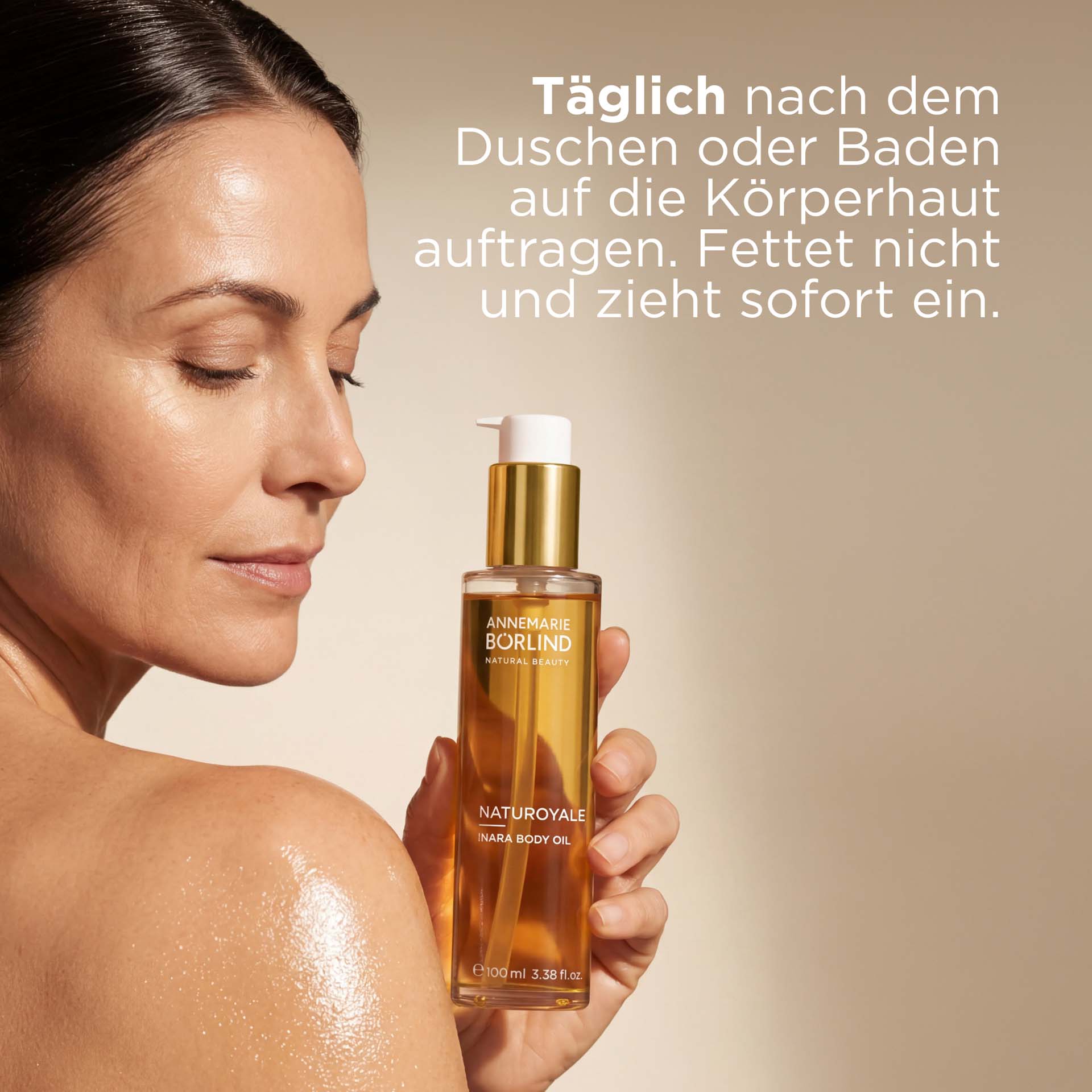 NATUROYALE BODY OIL 100ml Flasche Anwendung mit Beschreibung