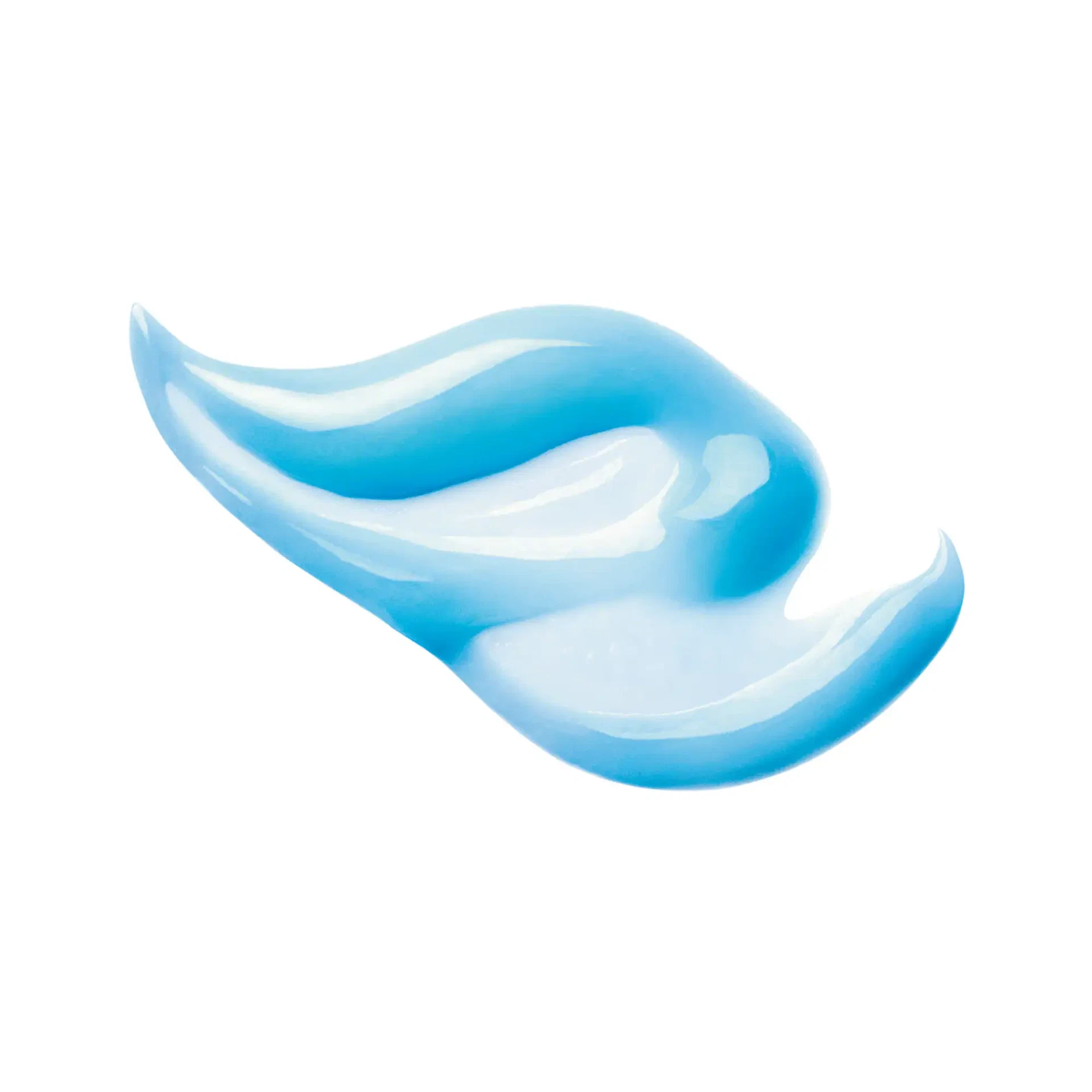 Hydro-Gel-Maske mit glänzender, blauer, gelartiger Textur auf weißem Hintergrund