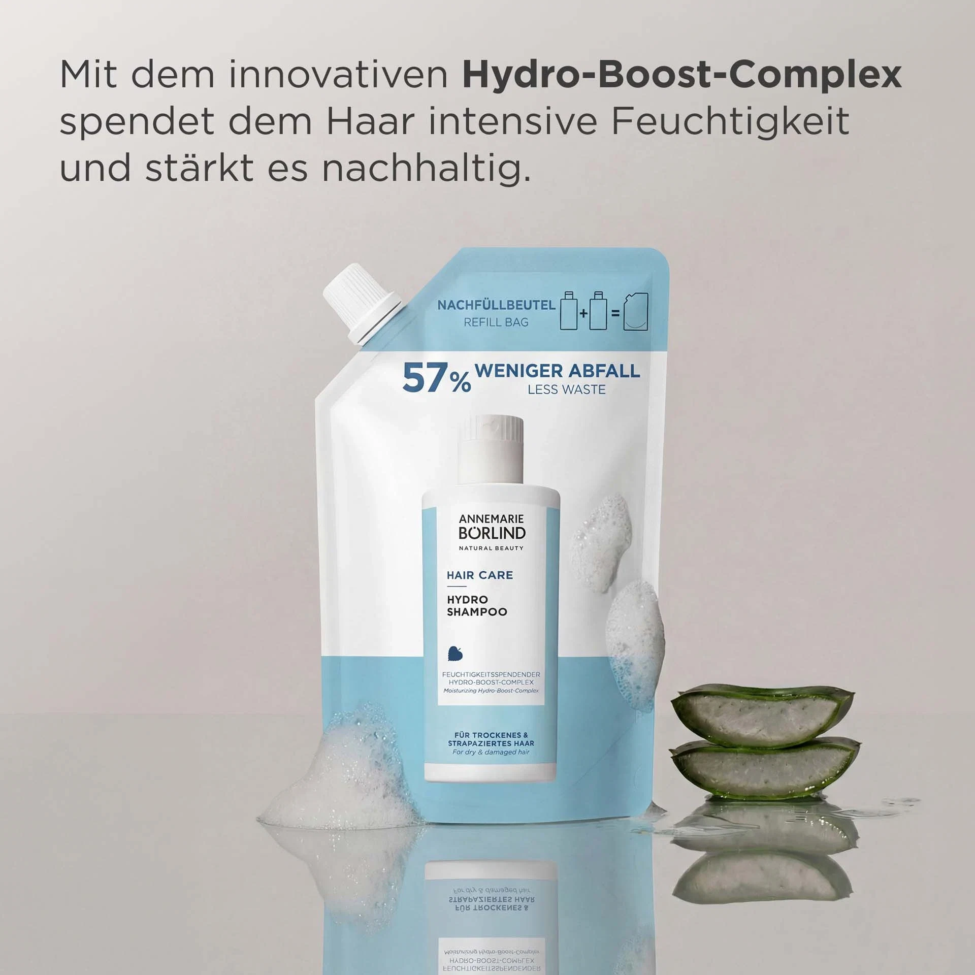 ANNEMARIE BÖRLIND Hydro Shampoo 500ml mit feuchtigkeitsspendendem Hydro-Boost-Complex für trockenes Haar mit USP