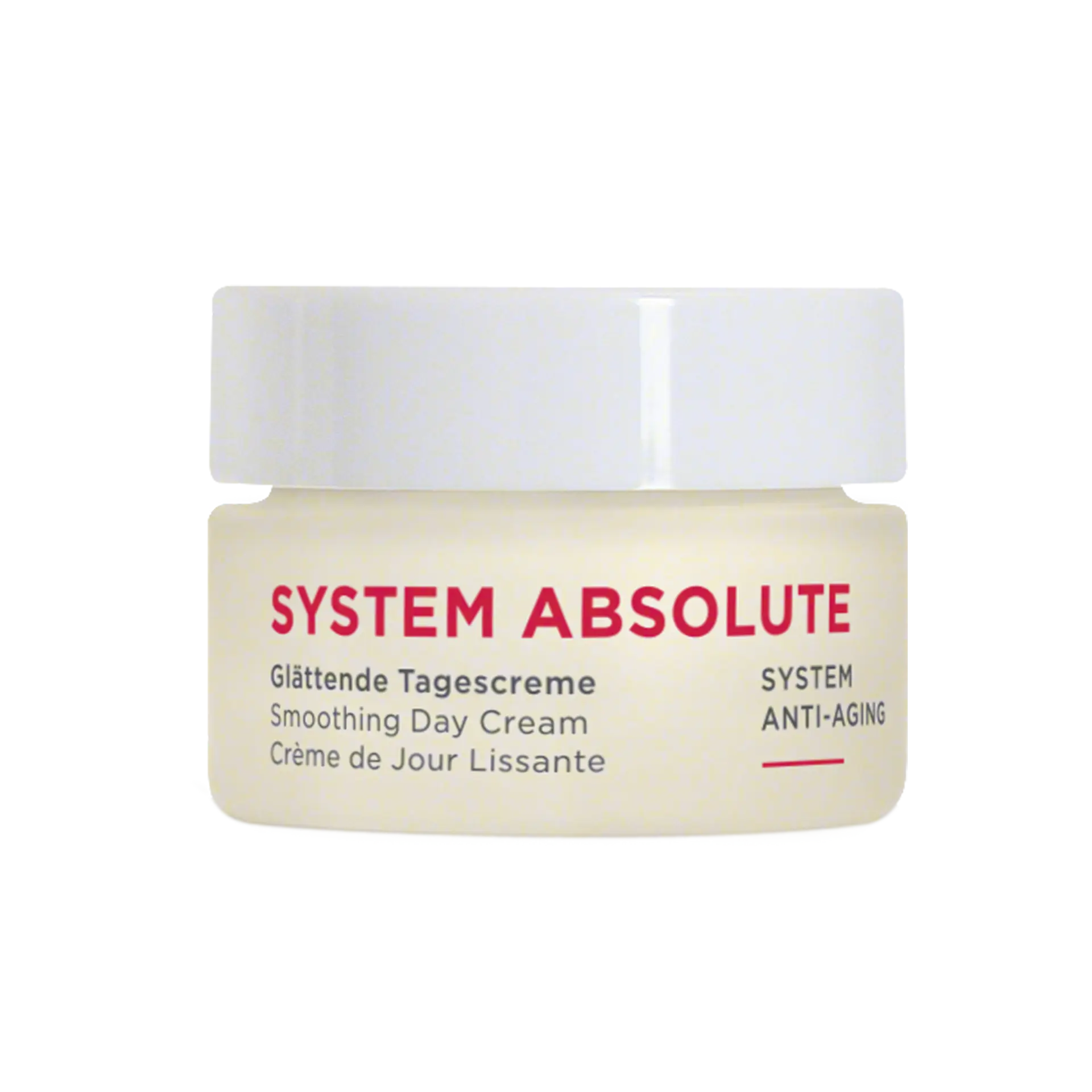 SYSTEM ABSOLUTE glättende Tagescreme im Tiegel mit weißem Deckel, Anti-Aging Pflege, Reisegröße