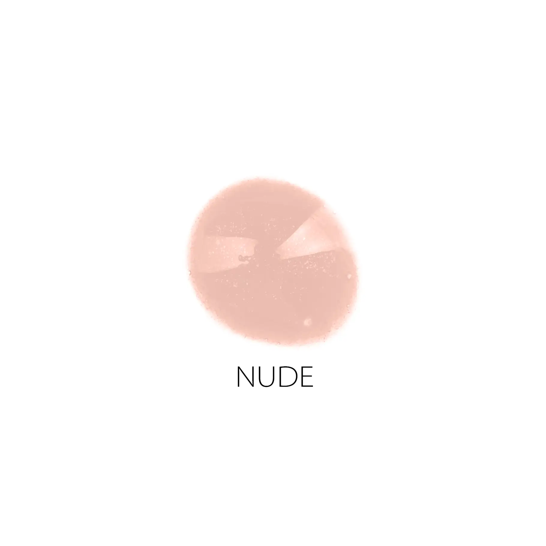NUDE Lipgloss-Farbprobe in hellem Beige mit glänzender, cremiger Textur auf weißem Hintergrund