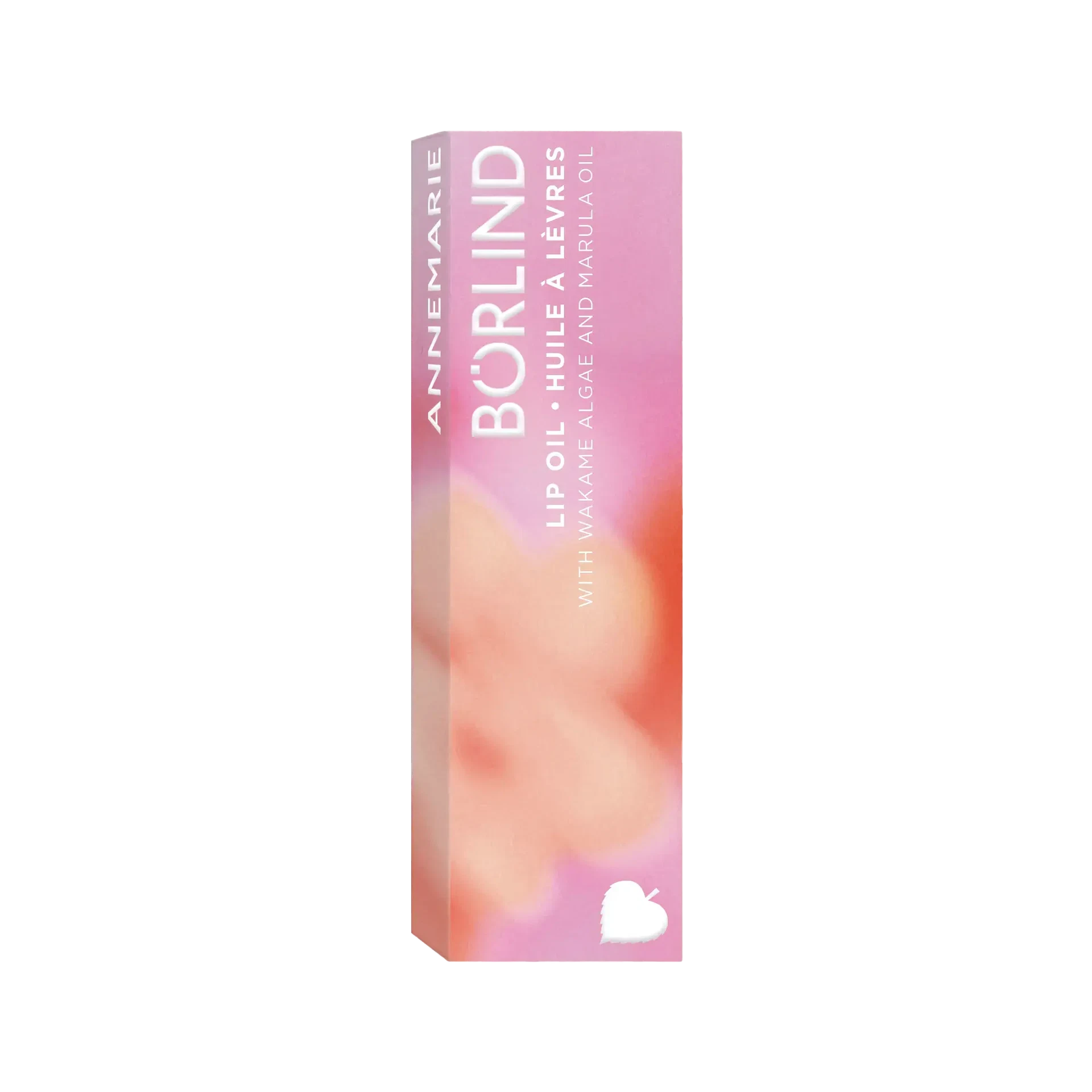 ANNEMARIE BÖRLIND Lip Oil Cherry Blossom Faltschachtel in rosa, rot, hellorangenem Batikmuster mit weißer Schrift