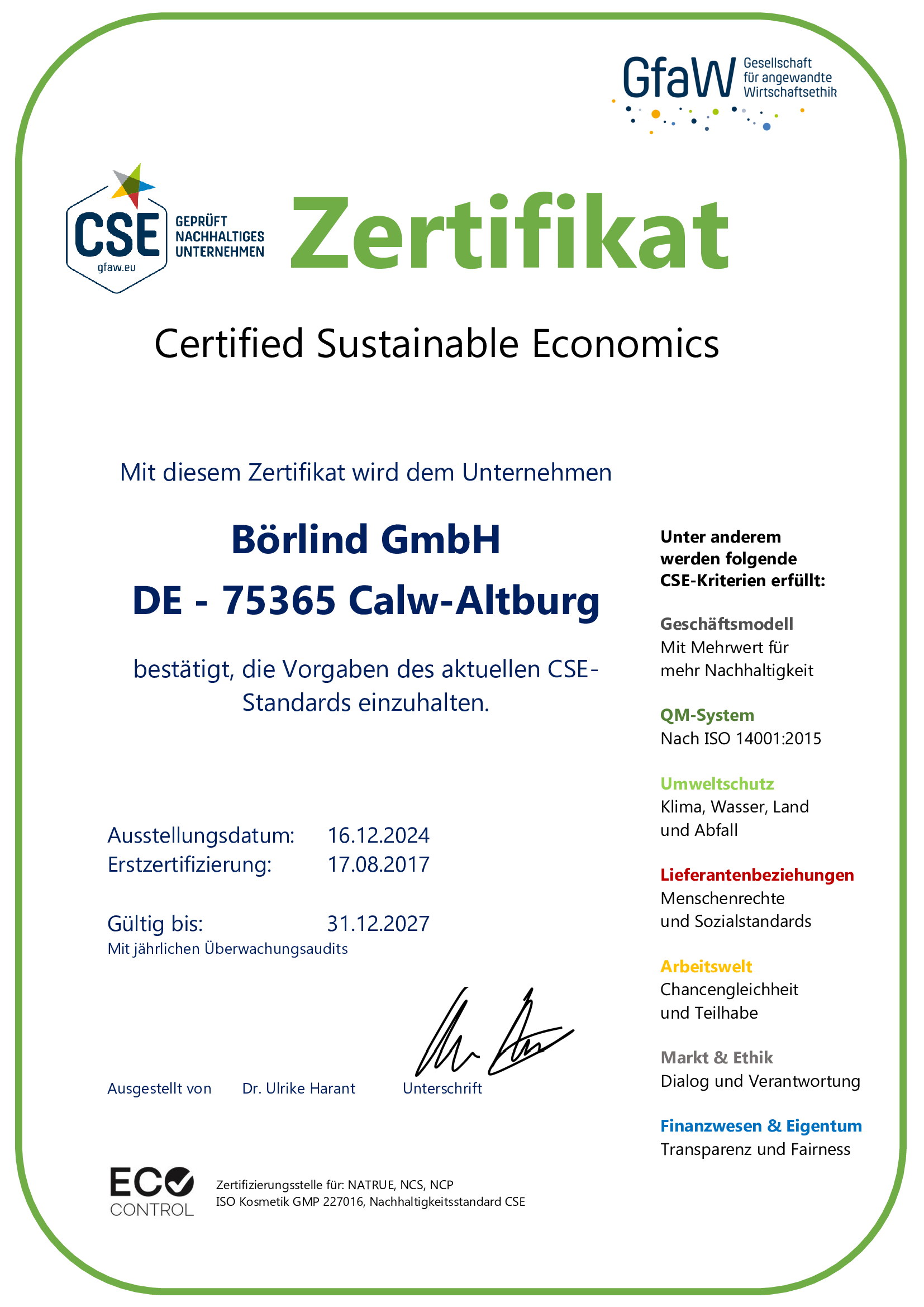 CSE Zertifikat