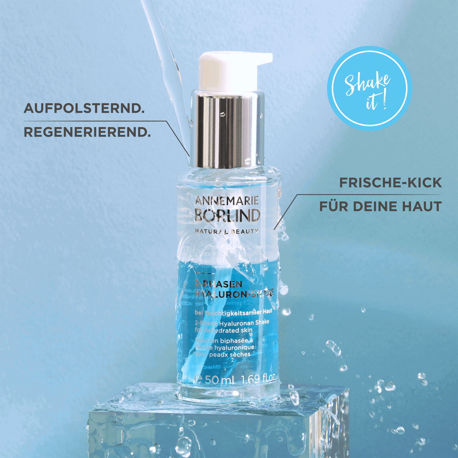 ANNEMARIE BÖRLIND 2-Phasen Hyaluron-Shake für feuchtigkeitsarme Haut mit Frische-Kick und regenerierender Wirkung