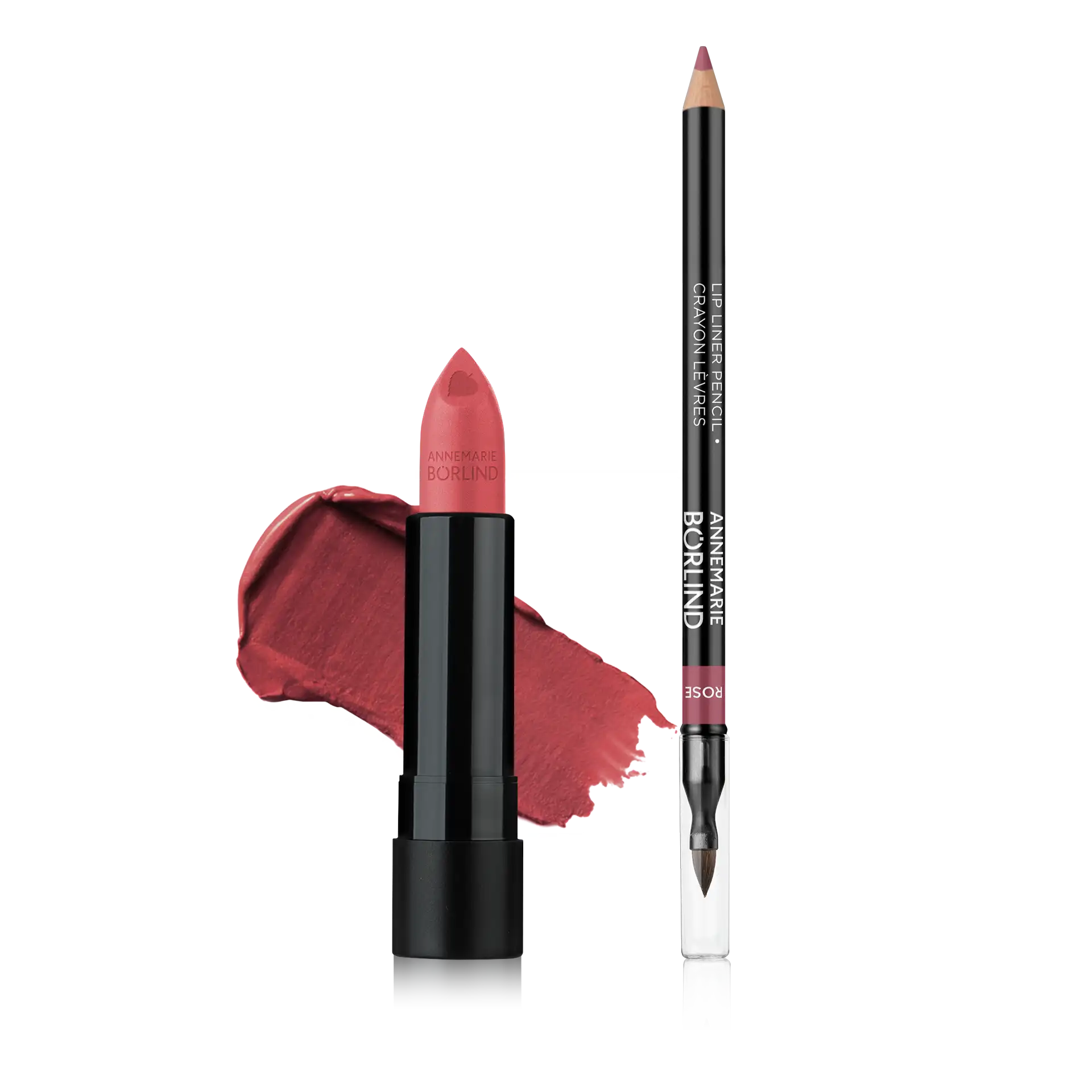 ANNEMARIE BÖRLIND Lippenstift und Lipliner in Rosé mit cremiger Textur und integriertem Pinsel