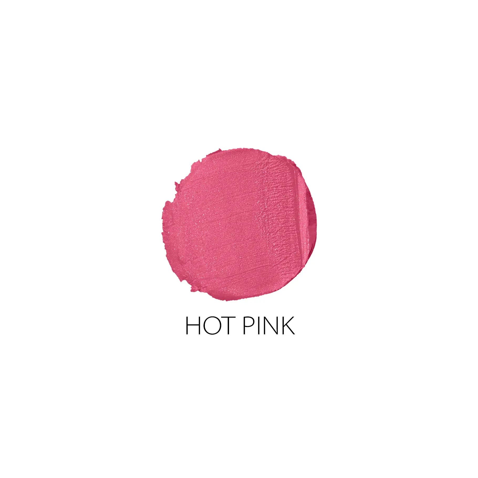 ANNEMARIE BÖRLIND Lippenstiftfarbe Hot Pink als runder Farbklecks mit samtiger Textur auf weißem Hintergrund