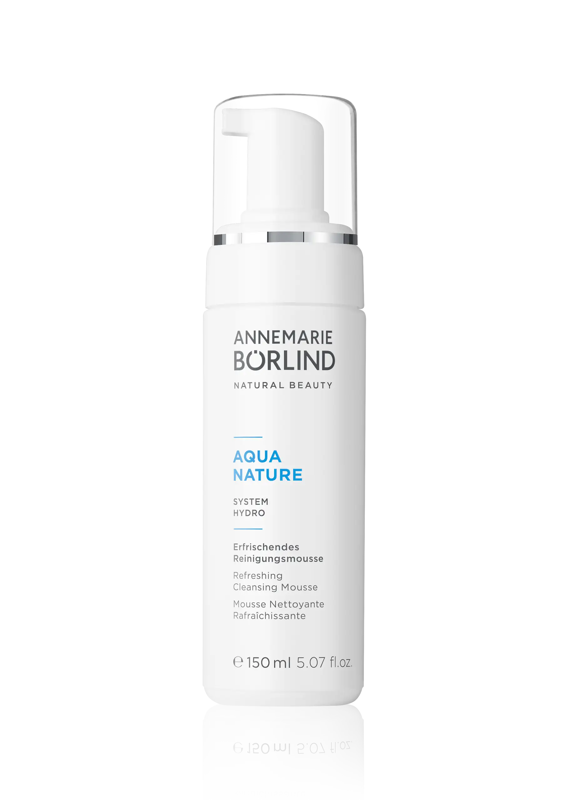 ANNEMARIE BÖRLIND AQUA NATURE erfrischendes Reinigungsschaum-Mousse 150 ml Flasche mit Pumpspender