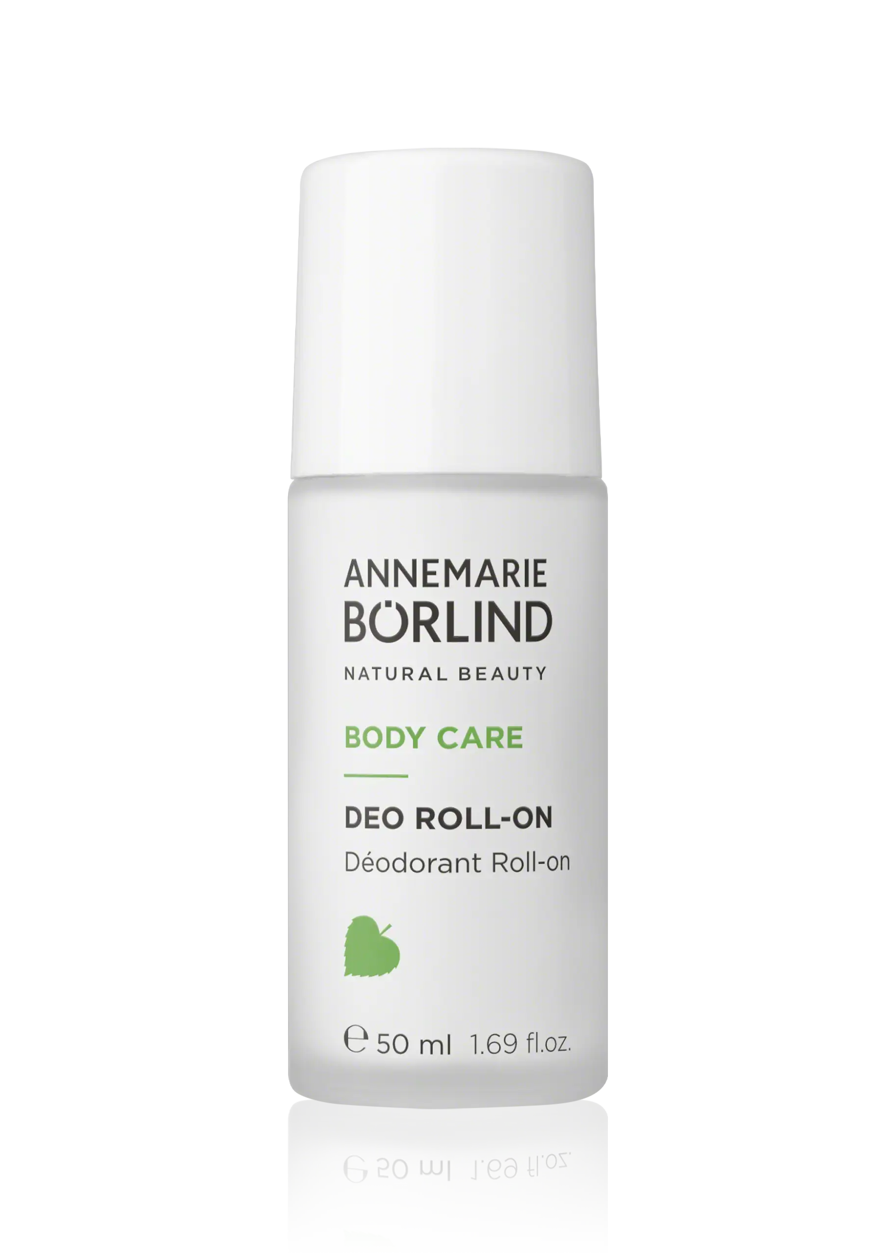 ANNEMARIE BÖRLIND BODY CARE Deo Roll-on 50 ml mit grünem Blattsymbol auf weißem Hintergrund