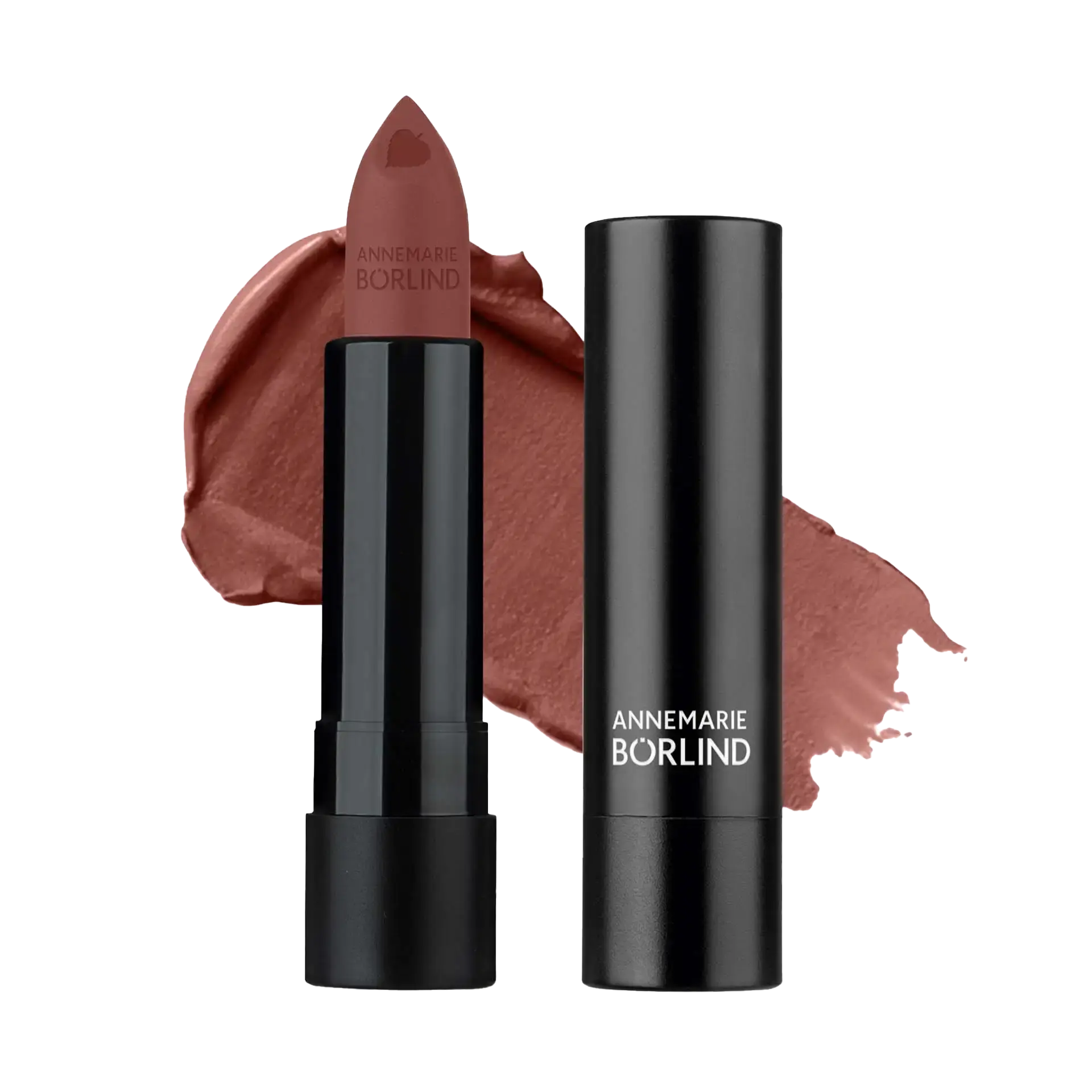 ANNEMARIE BÖRLIND matter Lippenstift in Truffle Plum mit cremiger Textur und schwarzer Hülse