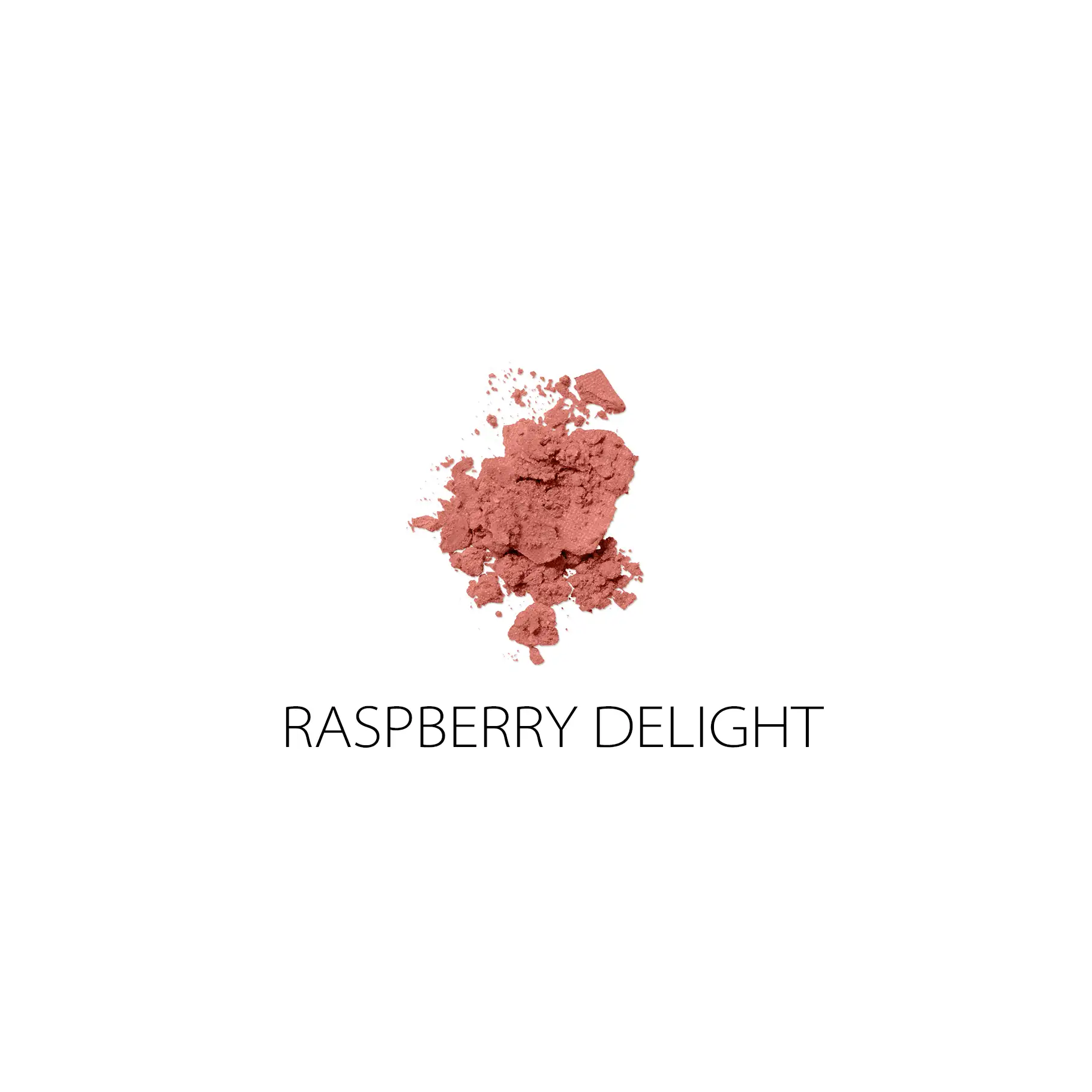 ANNEMARIE BÖRLIND Puderrouge in Raspberry Delight, zerbröckelt auf weißem Hintergrund