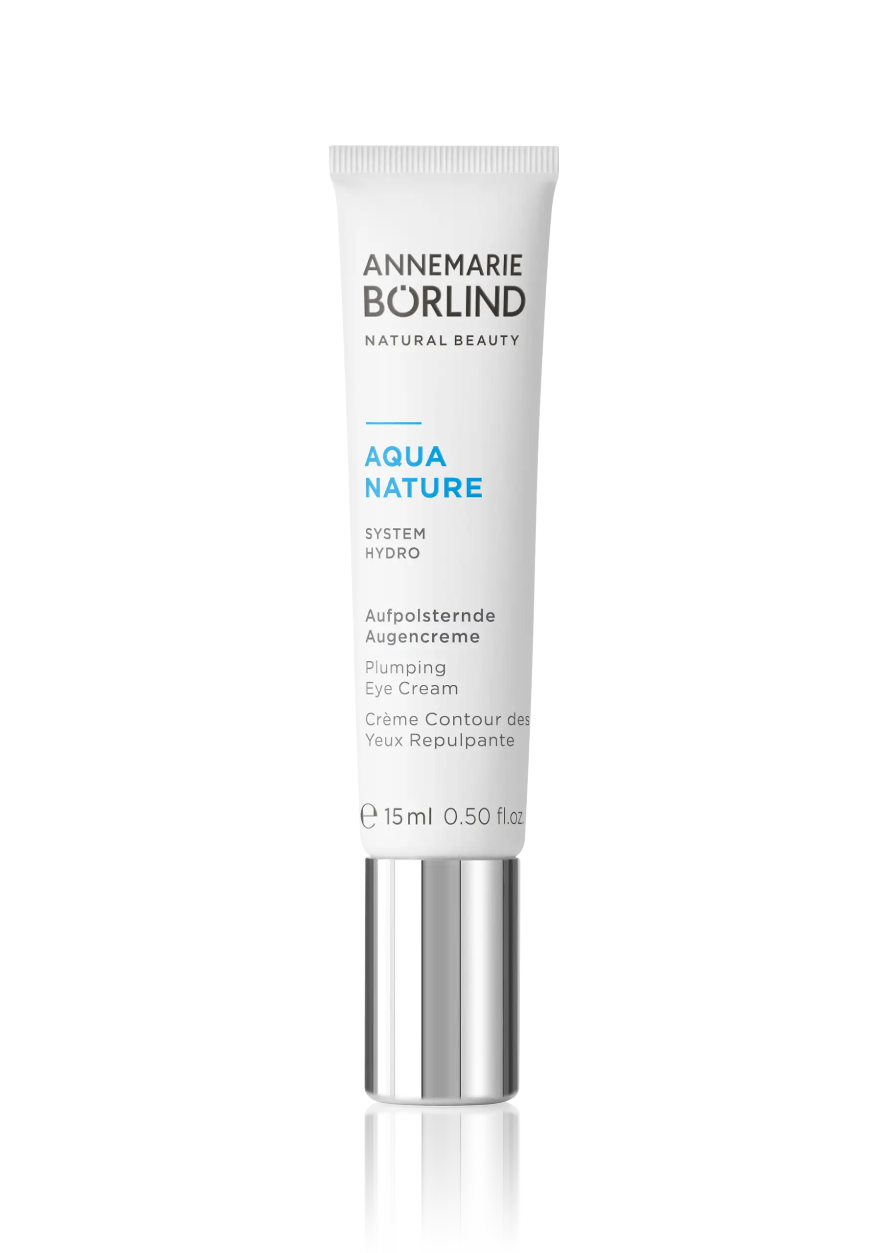 ANNEMARIE BÖRLIND AQUA NATURE aufpolsternde Augencreme in 15 ml Tube mit silbernem Verschluss