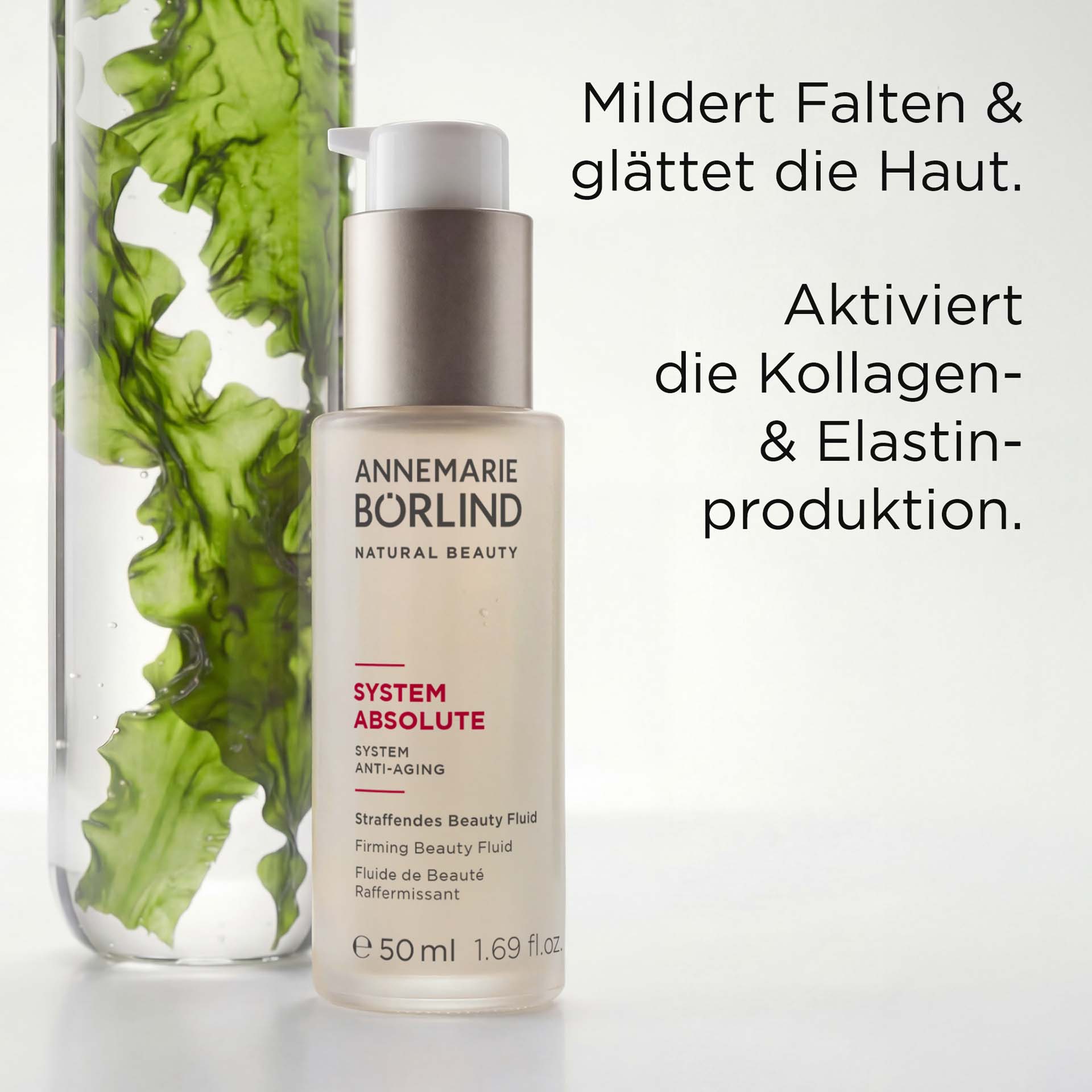 ANNEMARIE BÖRLIND System Absolute Straffendes Beauty Fluid im 50-ml-Spender, Anti-Aging Pflege neben Hauptwirkstoff mit USPs