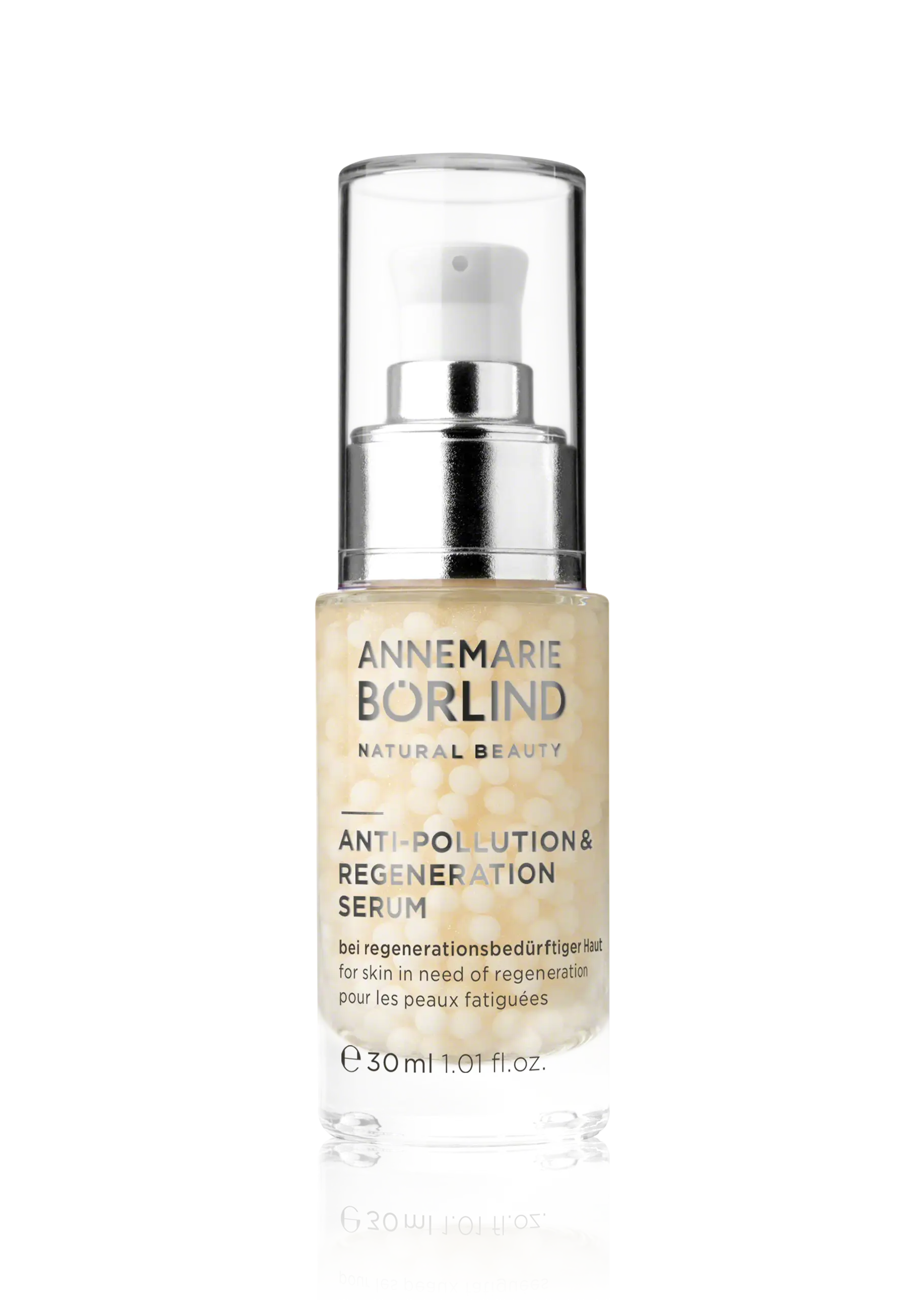 ANNEMARIE BÖRLIND Anti-Pollution & Regeneration Serum mit Kapseln in transparenter 30-ml-Pumpflasche