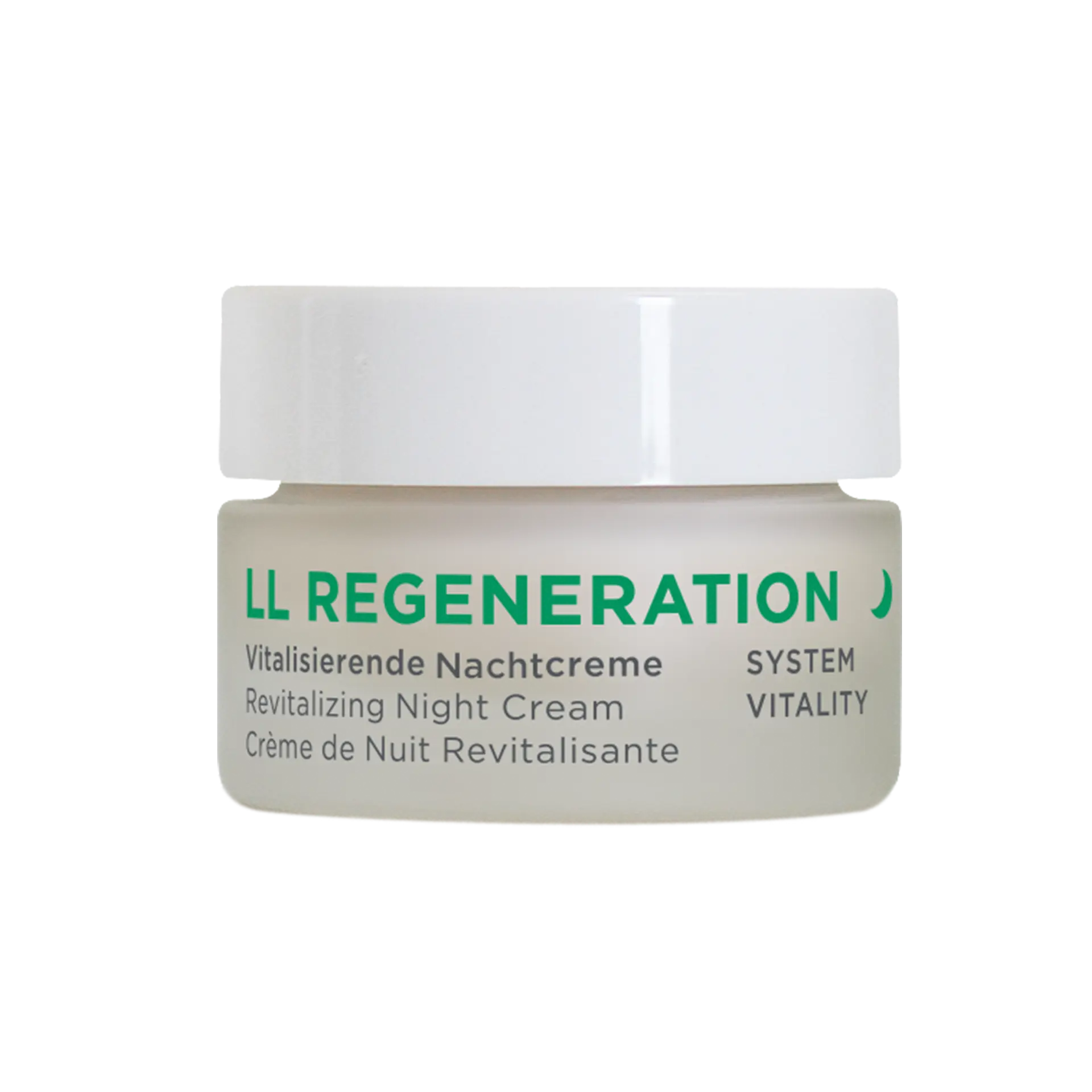 LL REGENERATION vitalisierende Nachtcreme im weißen Tiegel mit weißem Deckel, 15ml Inhalt