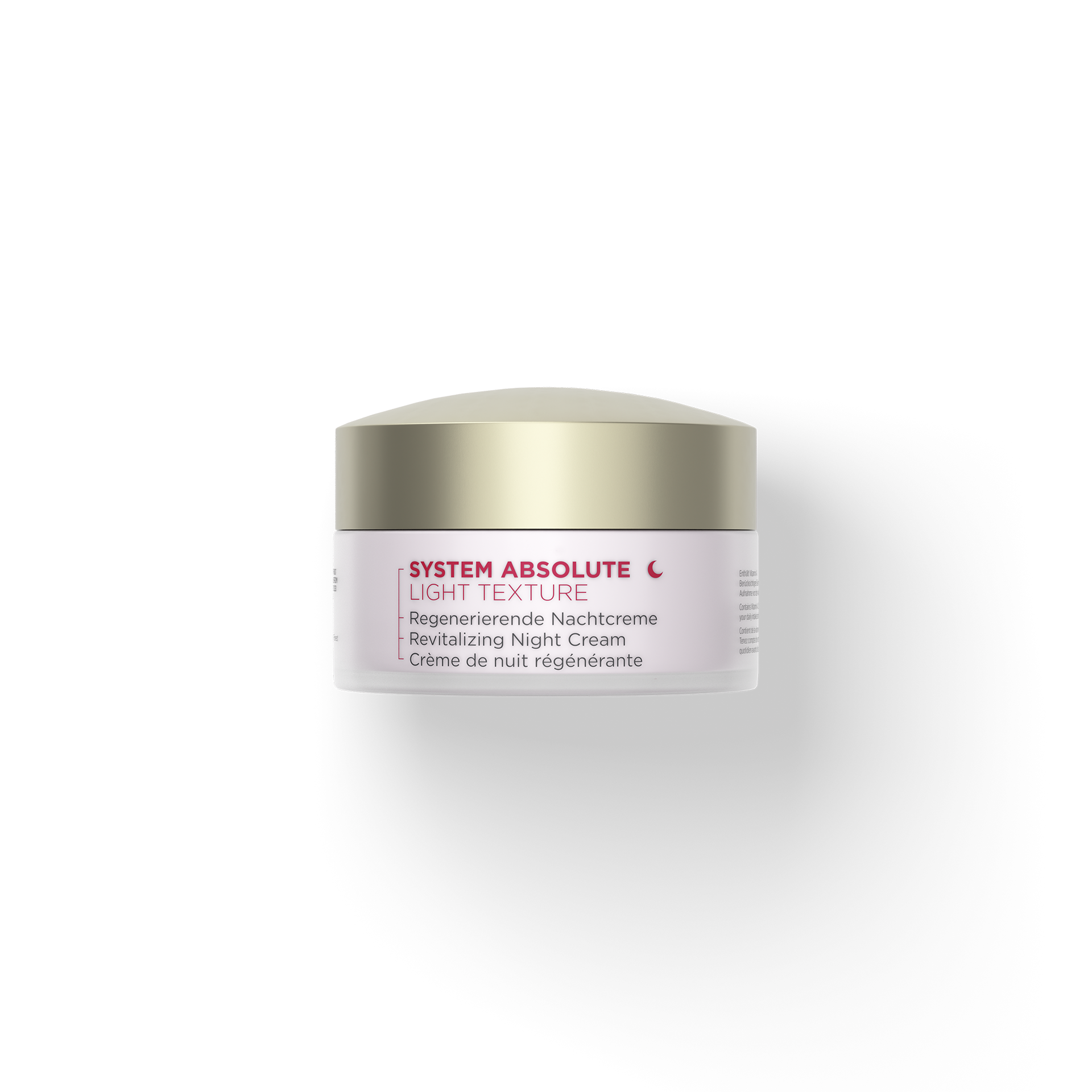 SYSTEM ABSOLUTE Regenerierende Nachtcreme Light Tiegel mit roter Schrift