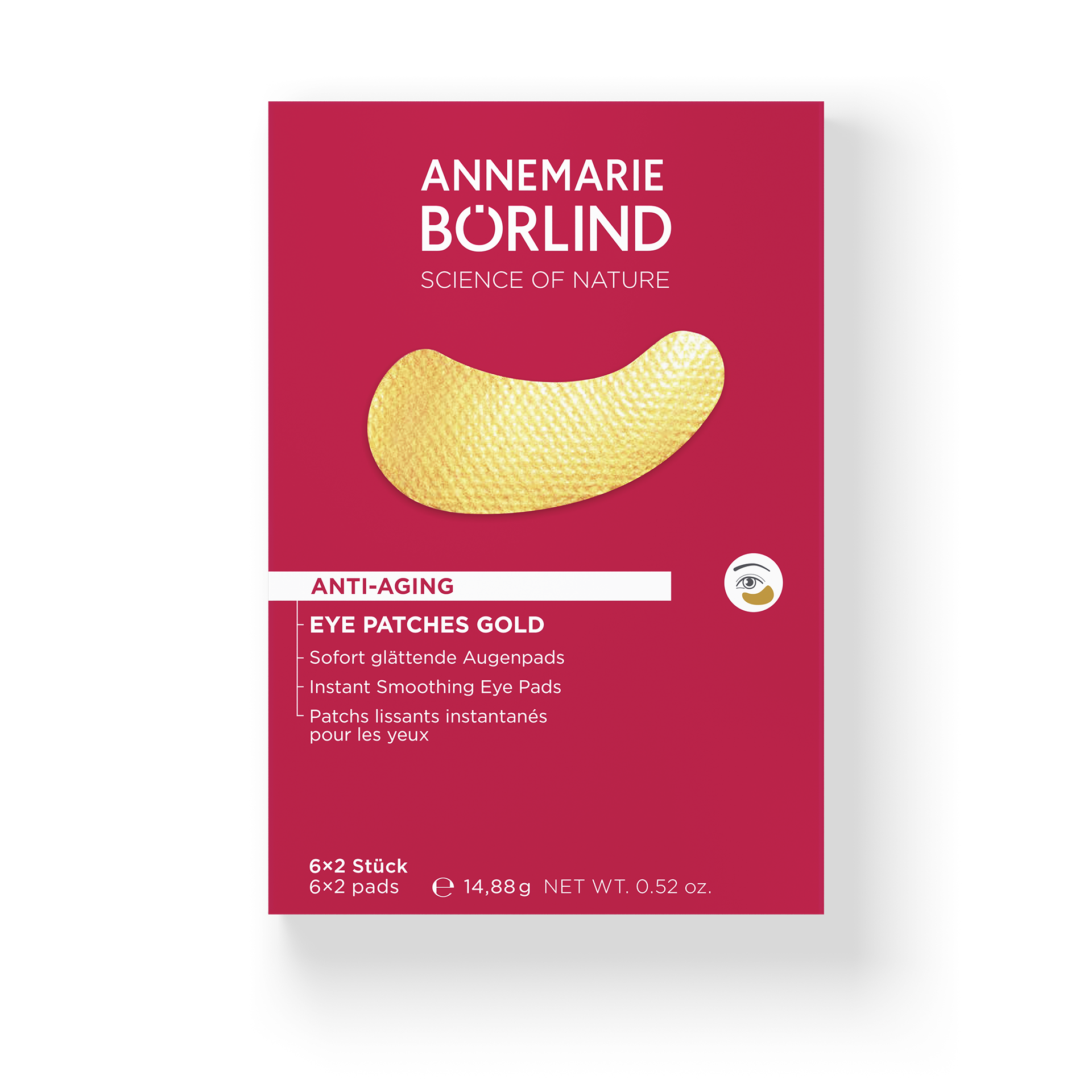ANTI-AGING AUGENPADS GOLD Sachet in rot mit weißer Schrift