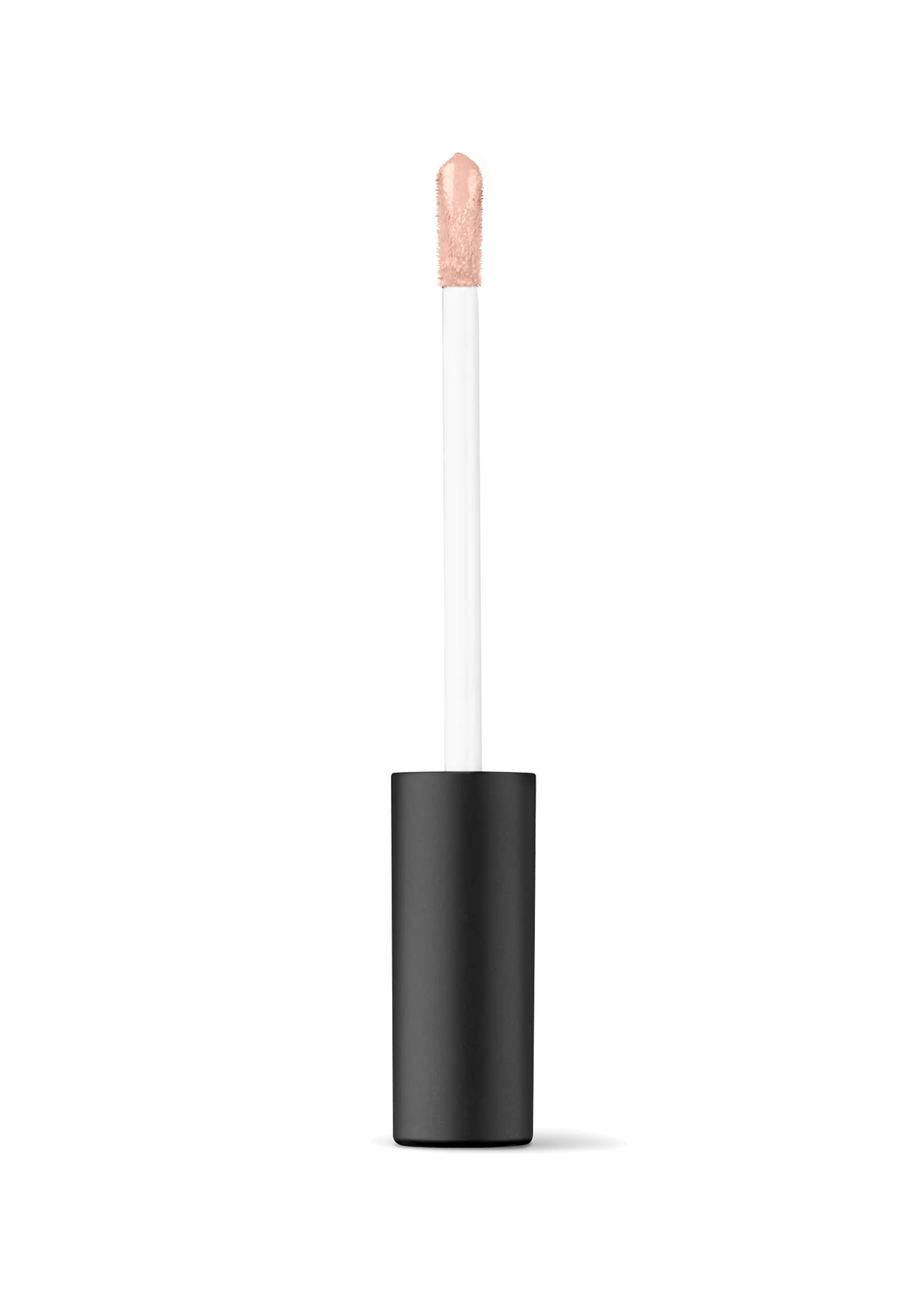 ANNEMARIE BÖRLIND Lipgloss in Nude mit offenem Applikator und schwarzem Griff auf schwarzem Hintergrund