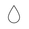 Symbol einer schwarzen Wassertropfen-Umrisslinie auf weißem rundem Hintergrund