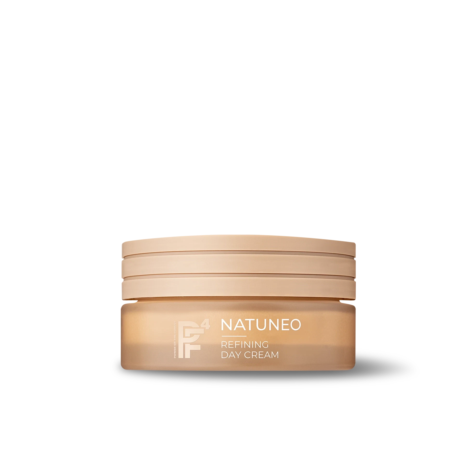 NATUNEO Refining Day Cream in beige-matter Glasdose mit Schraubdeckel, 15 ml Reisegröße