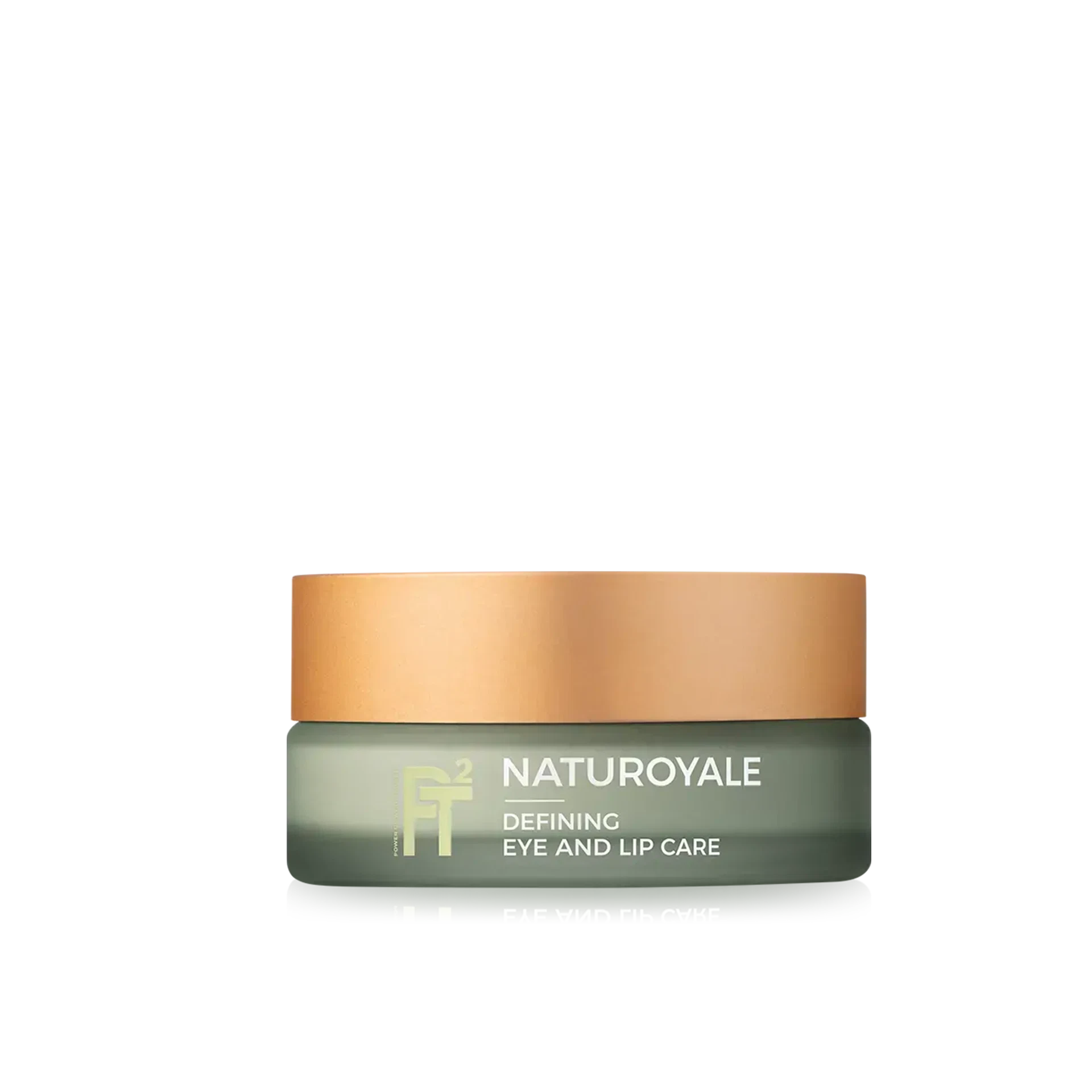 NATUROYALE Defining Eye and Lip Care Creme im grünen Tiegel mit goldfarbenem Deckel auf schwarzem Hintergrund