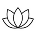Schwarzes Lotusblüten-Symbol mit fünf Blütenblättern auf weißem Hintergrund