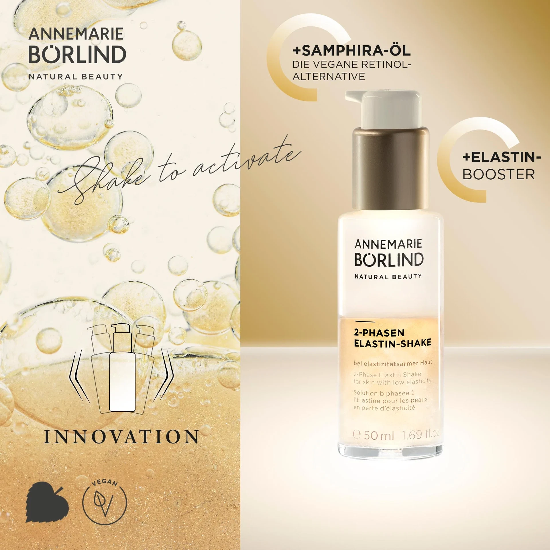 ANNEMARIE BÖRLIND 2-Phasen Elastin-Shake mit Samphira-Öl und Elastin-Booster für elastizitätsarme Haut