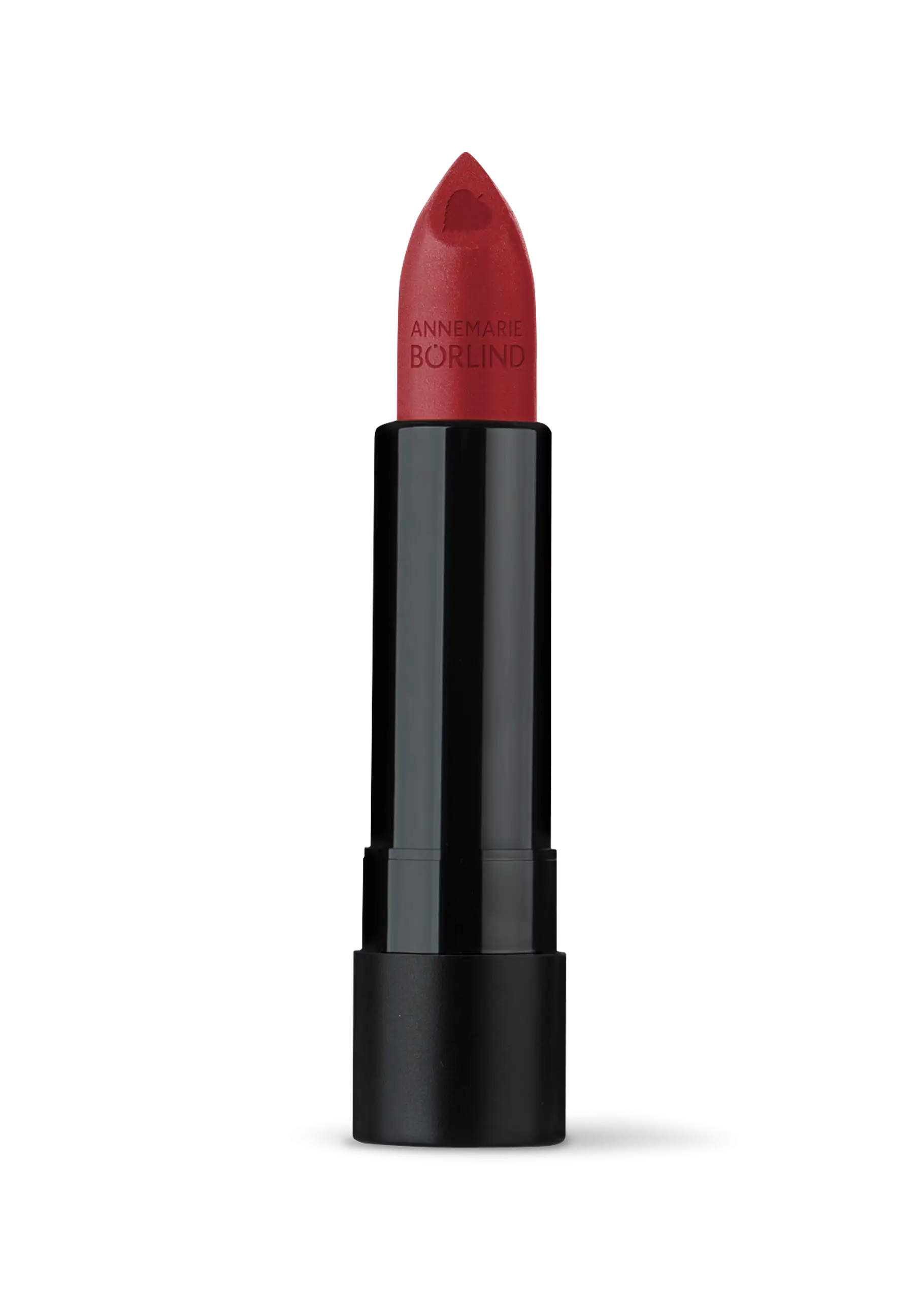 ANNEMARIE BÖRLIND Lippenstift in Burgundrot mit Herzprägung und schwarzem Gehäuse