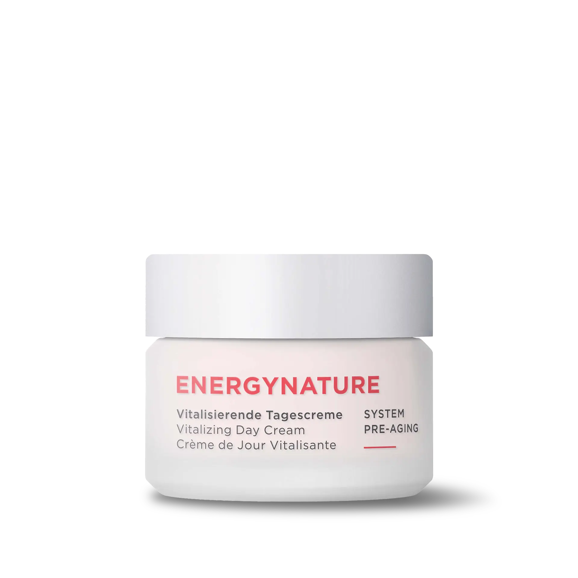 ENERGYNATURE Vitalisierende Tagescreme im weißen Tiegel mit silbernem Deckel, 50 ml Inhalt