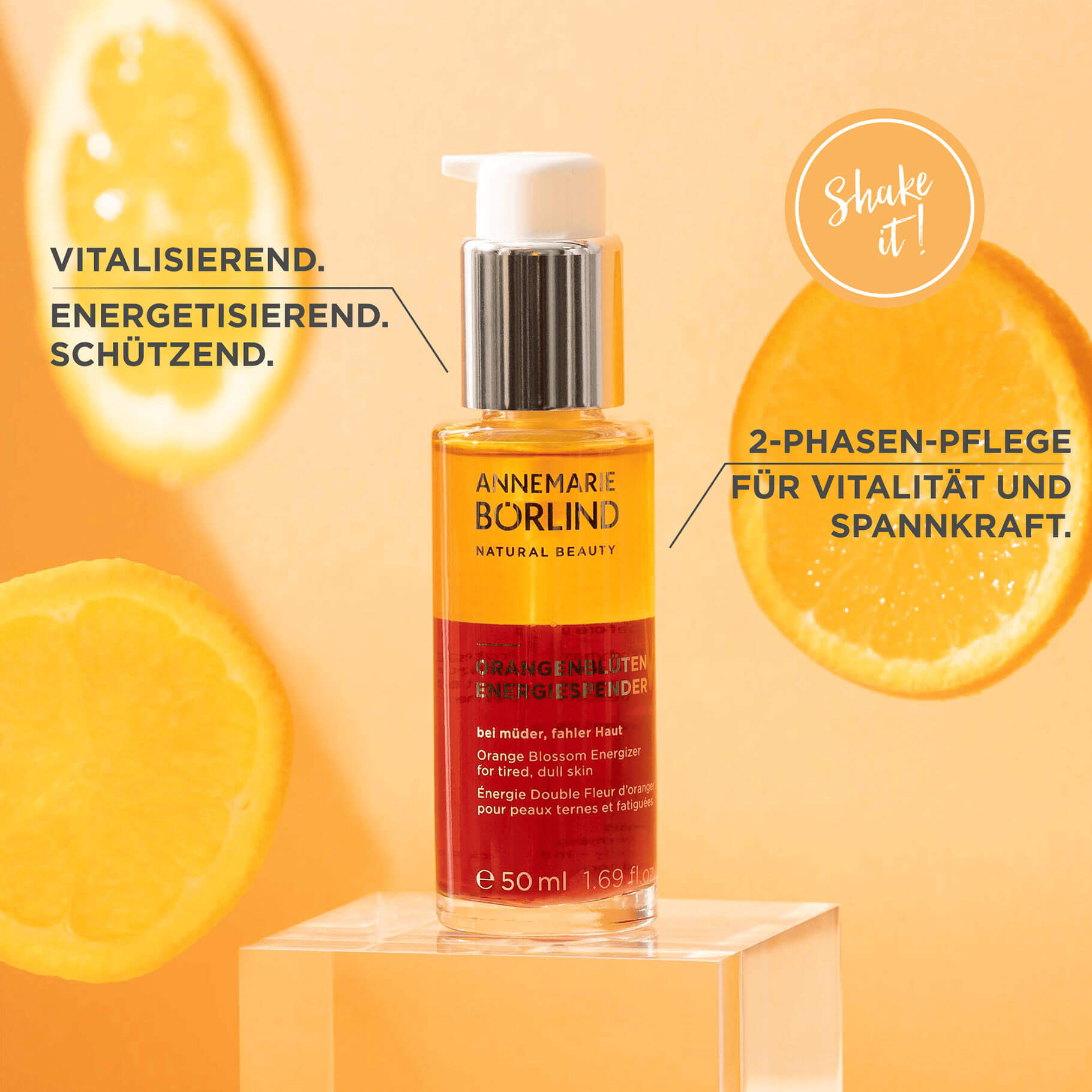 ANNEMARIE BÖRLIND Orangenblüten Energiespender 2-Phasen-Pflege für müde, fahle Haut, 50 ml