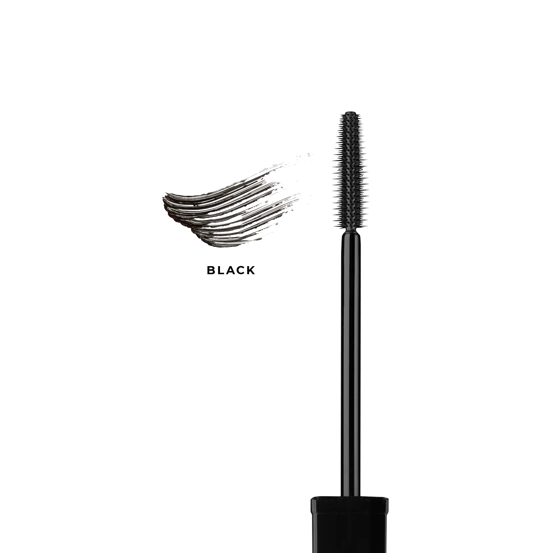 ANNEMARIE BÖRLIND Precision and Care Mascara schwarz mit Bürste und Mascara-Schwung auf weißem Hintergrund