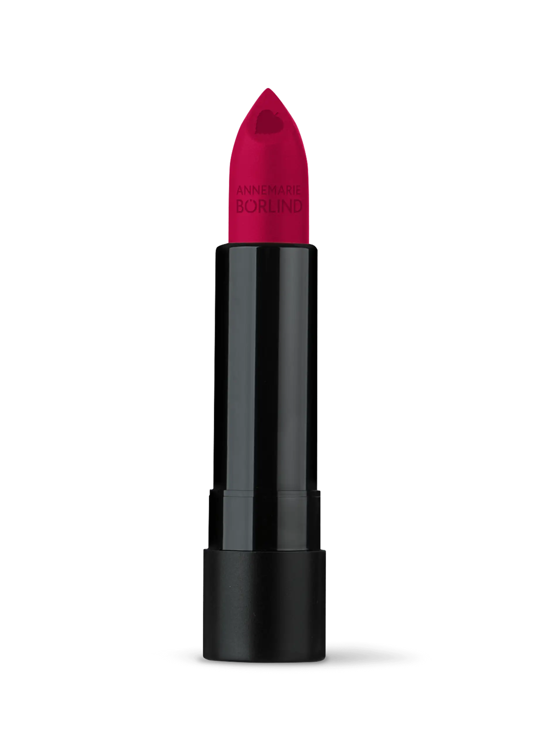 ANNEMARIE BÖRLIND Lippenstift matt in kräftigem Rot mit Herzprägung auf der Spitze, schwarzes Gehäuse