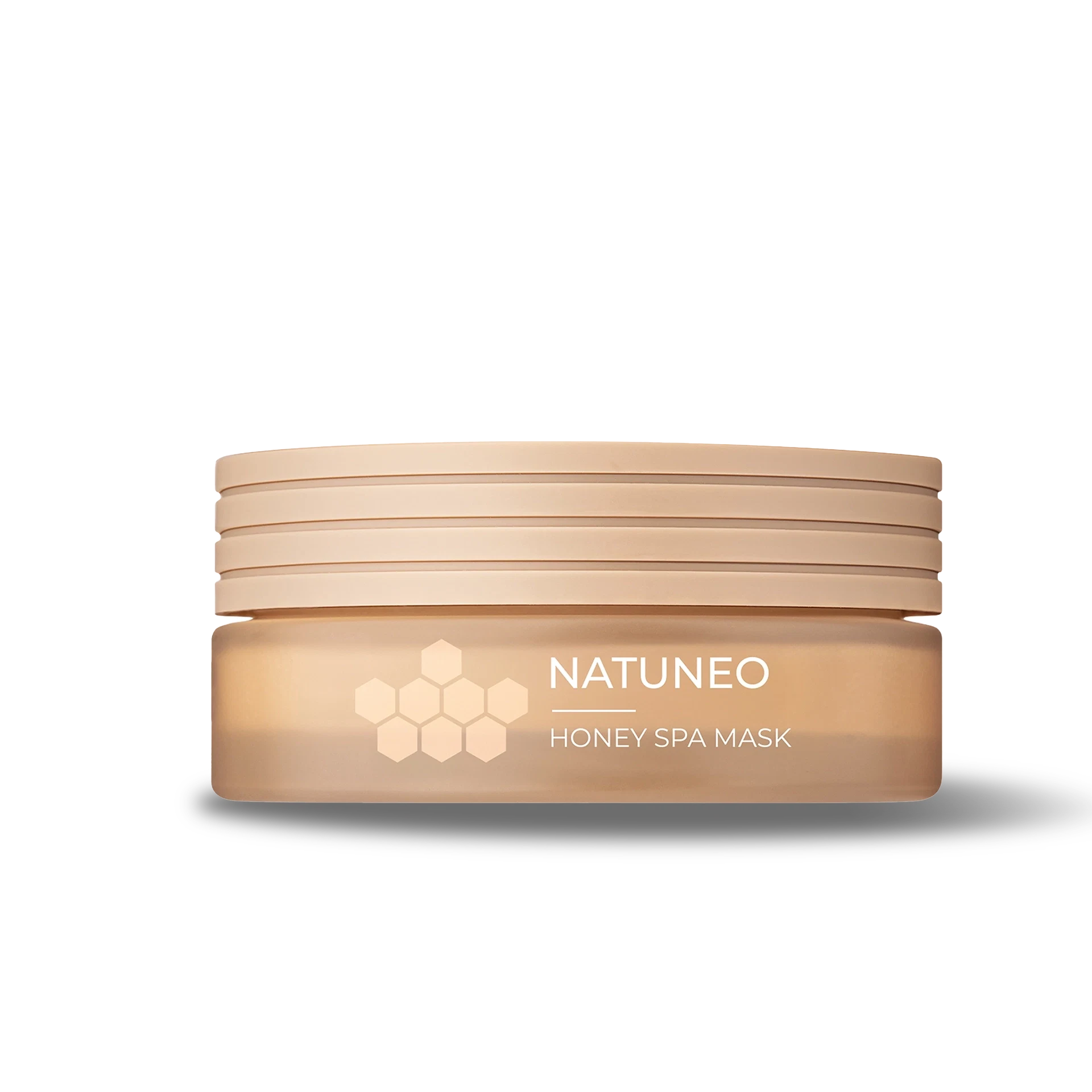 NATUNEO Honey Spa Mask in beige-mattem Tiegel mit sechseckigem Wabenmotiv und Schraubdeckel